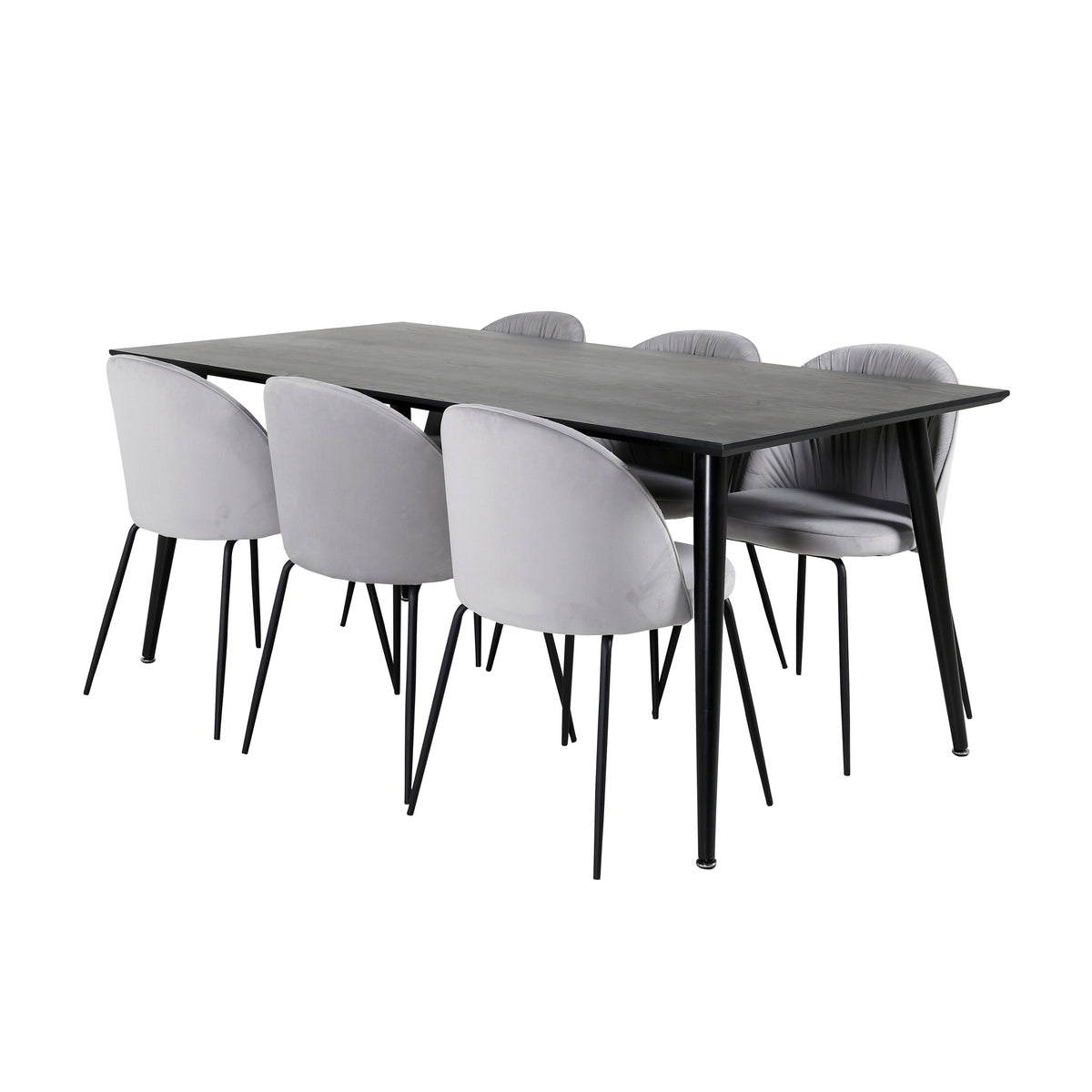 Dipp Esszimmerset + Wrinkles 180cm/6St. in Schwarzgrau präsentiert im Onlineshop von KAQTU Design AG. Esszimmerset ist von Venture Home