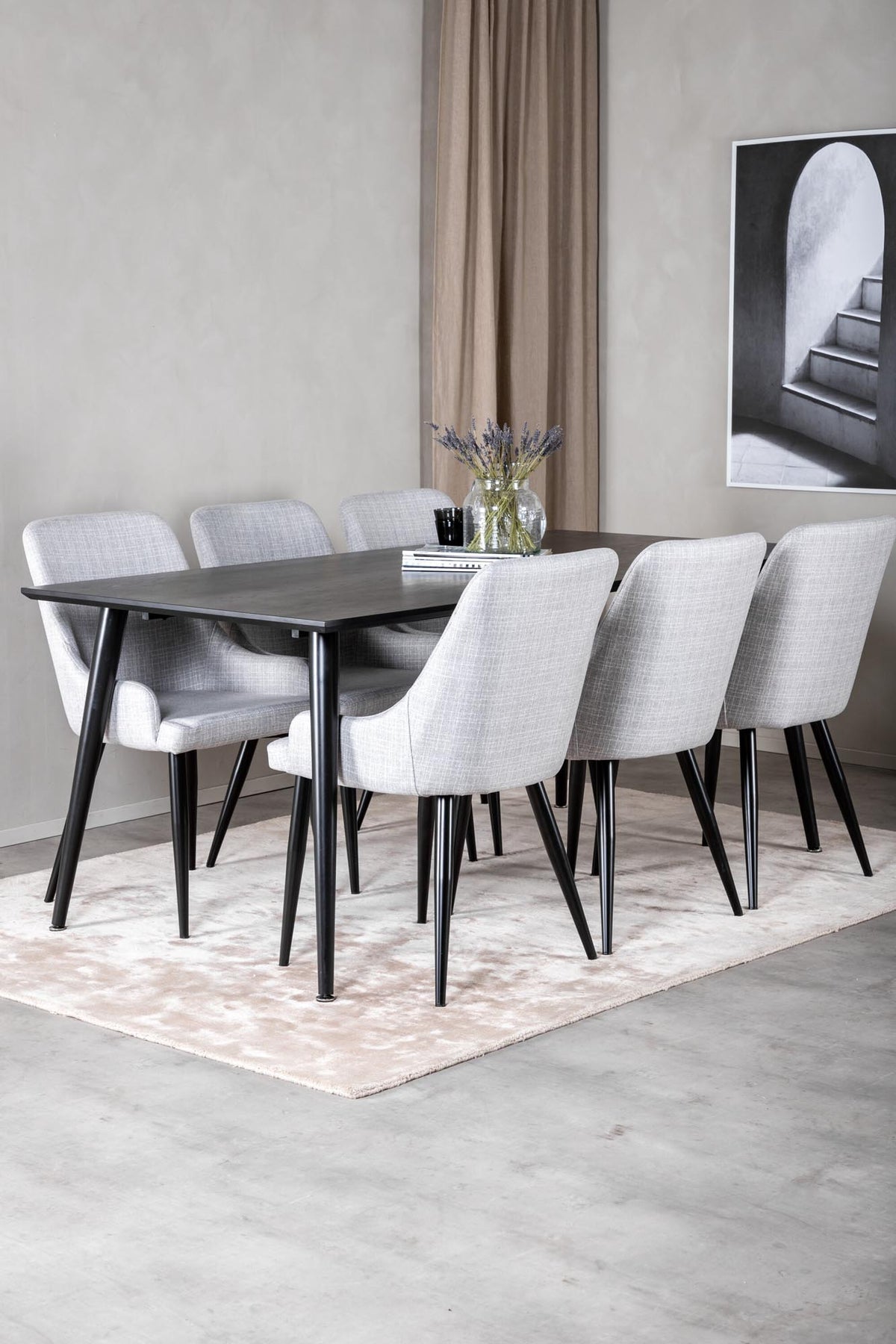 Dipp Esszimmerset + Plaza 180cm/6St. in Schwarz präsentiert im Onlineshop von KAQTU Design AG. Esszimmerset ist von Venture Home