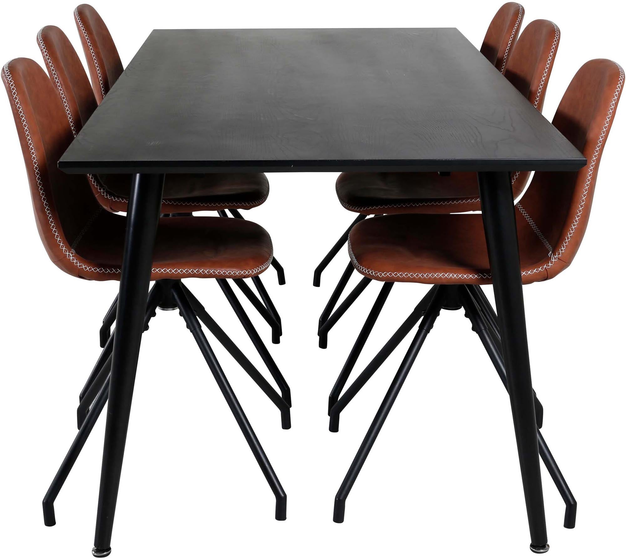 Stilvolles Dipp Esszimmerset für 6 Personen, 180 cm langer Tisch und bequeme Polar-Stühle für gesellige Momente und elegantes Ambiente.