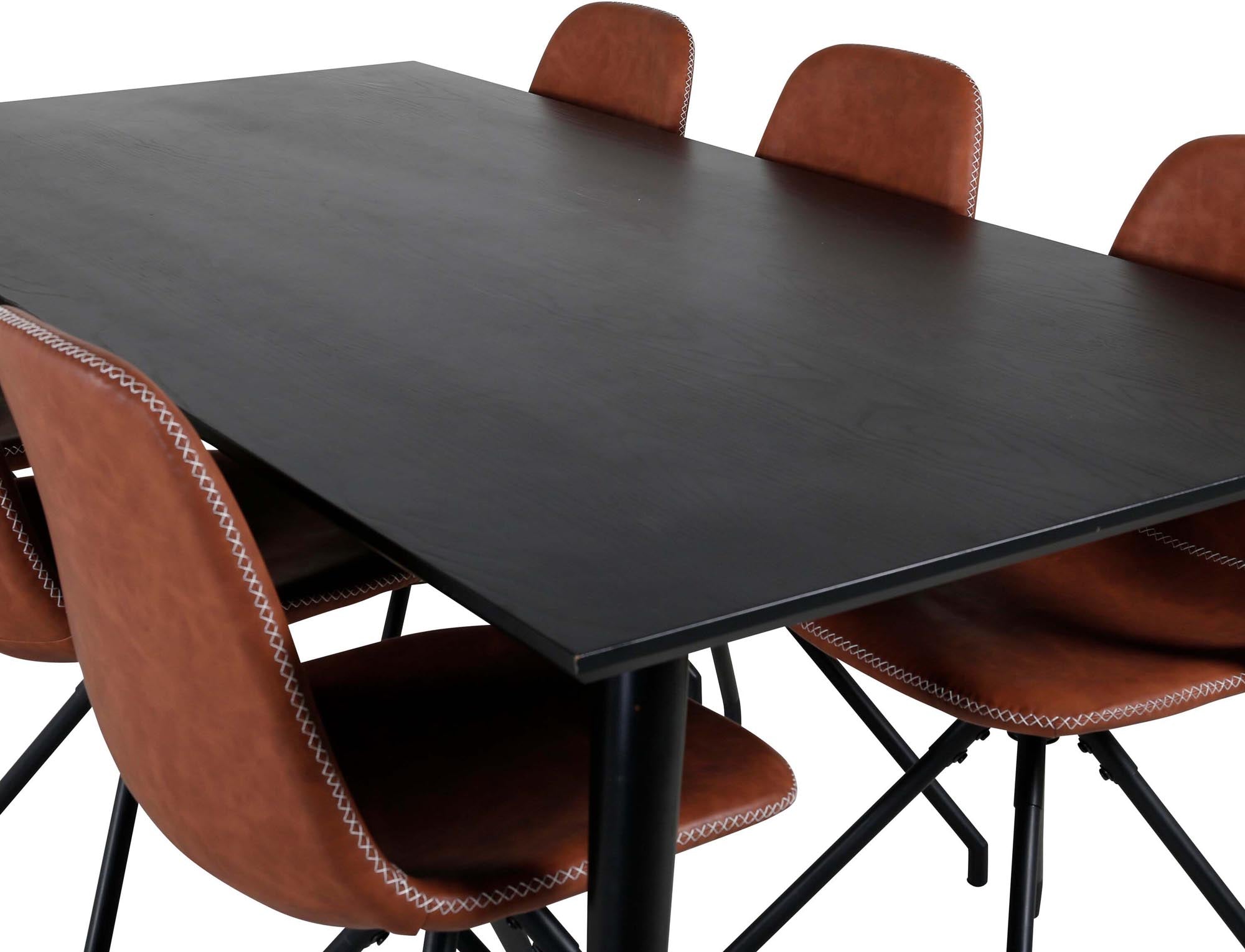 Elegantes Dipp Esszimmerset für 6 Personen: 180 cm Tisch und komfortable Polar-Stühle schaffen eine einladende Atmosphäre für unvergessliche Mahlzeiten.