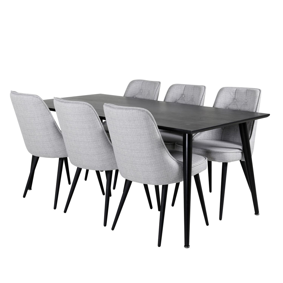 Dipp Esszimmerset + Velvet Deluxe 180cm/6St. in Schwarz / Grau präsentiert im Onlineshop von KAQTU Design AG. Esszimmerset ist von Venture Home
