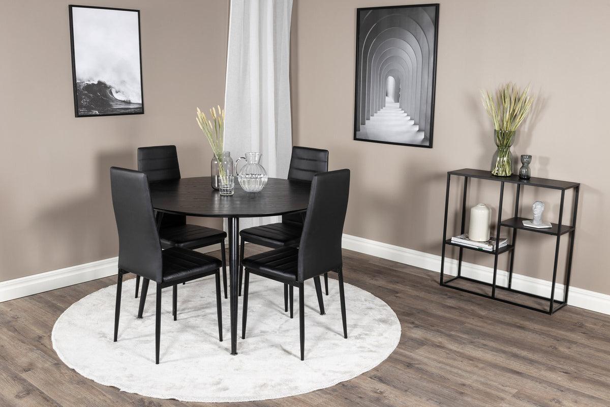 Dipp Esstisch mit Slim Stühlen in Schwarz präsentiert im Onlineshop von KAQTU Design AG. Esszimmerset ist von Venture Home