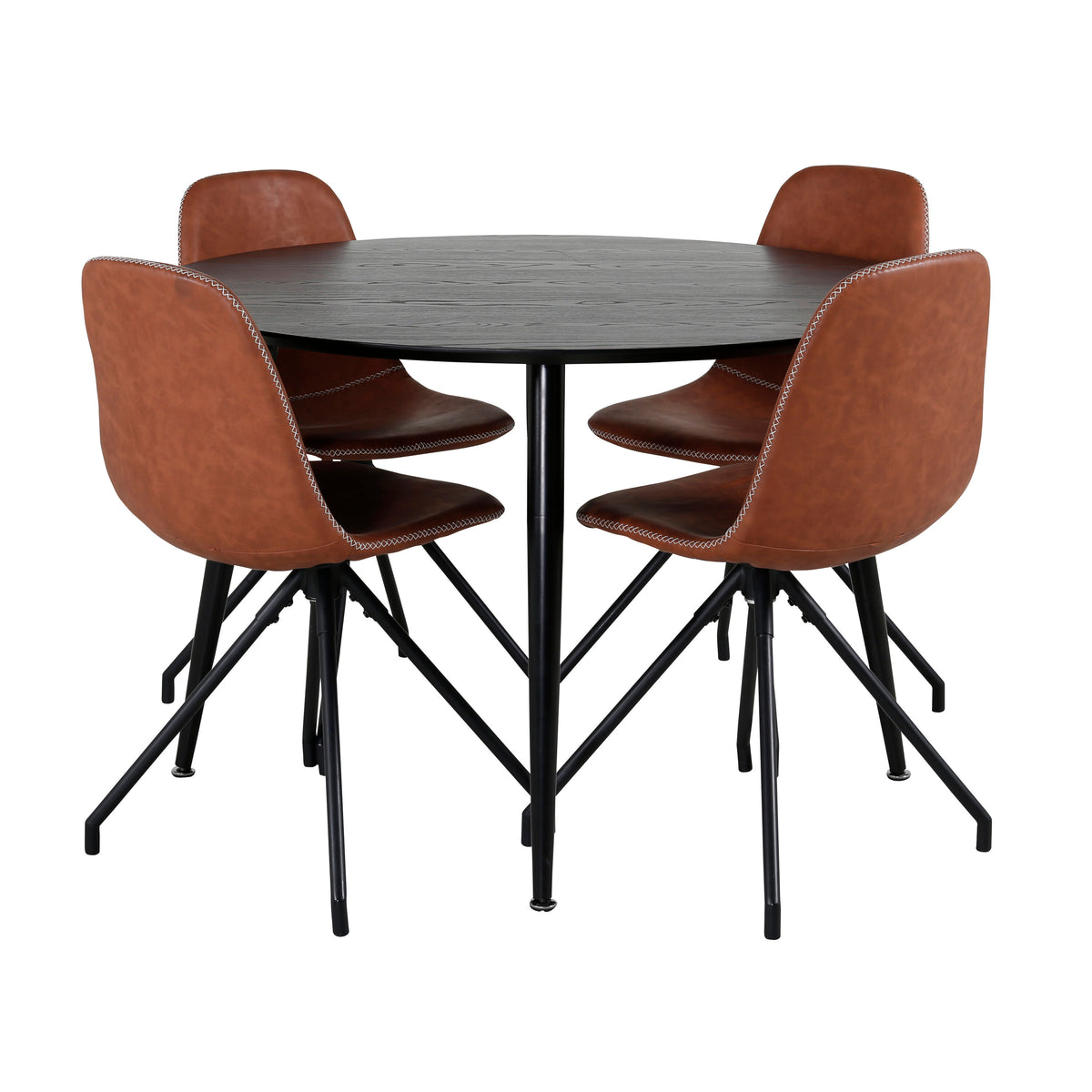 Dipp Esszimmerset + Polar ⌀115cm/4St. in Schwarz Braun präsentiert im Onlineshop von KAQTU Design AG. Esszimmerset ist von Venture Home