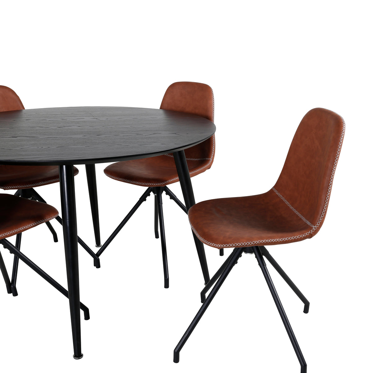 Dipp Esszimmerset + Polar ⌀115cm/4St. in Schwarz Braun präsentiert im Onlineshop von KAQTU Design AG. Esszimmerset ist von Venture Home