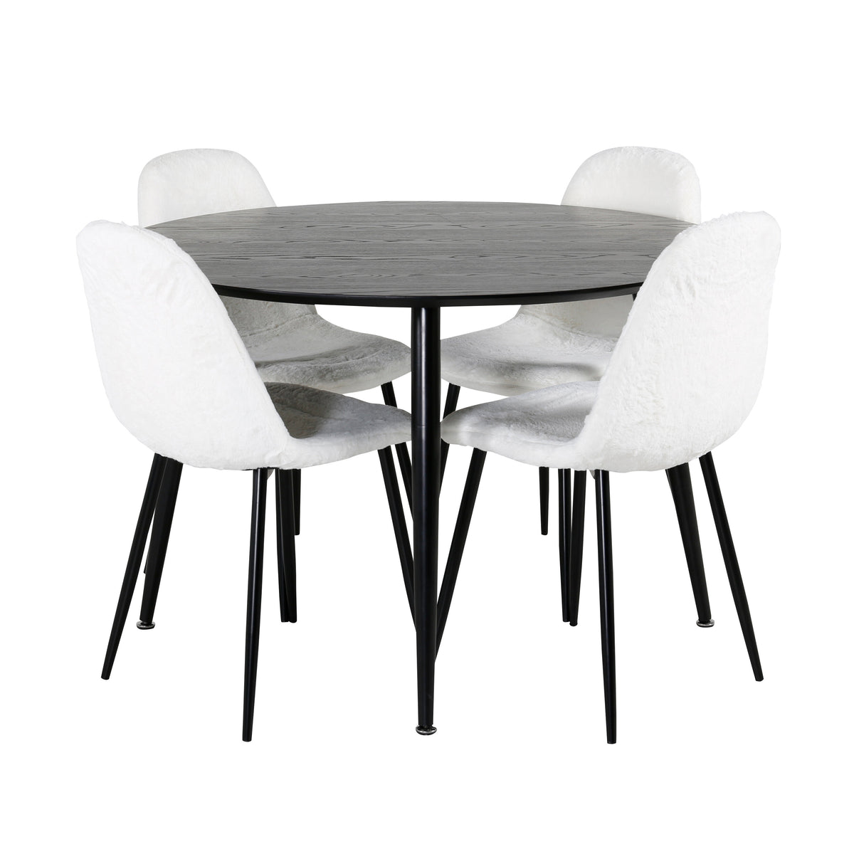 Dipp Esszimmerset + Polar Fluff ⌀115cm/4St. in Schwarz-Weiss präsentiert im Onlineshop von KAQTU Design AG. Esszimmerset ist von Venture Home