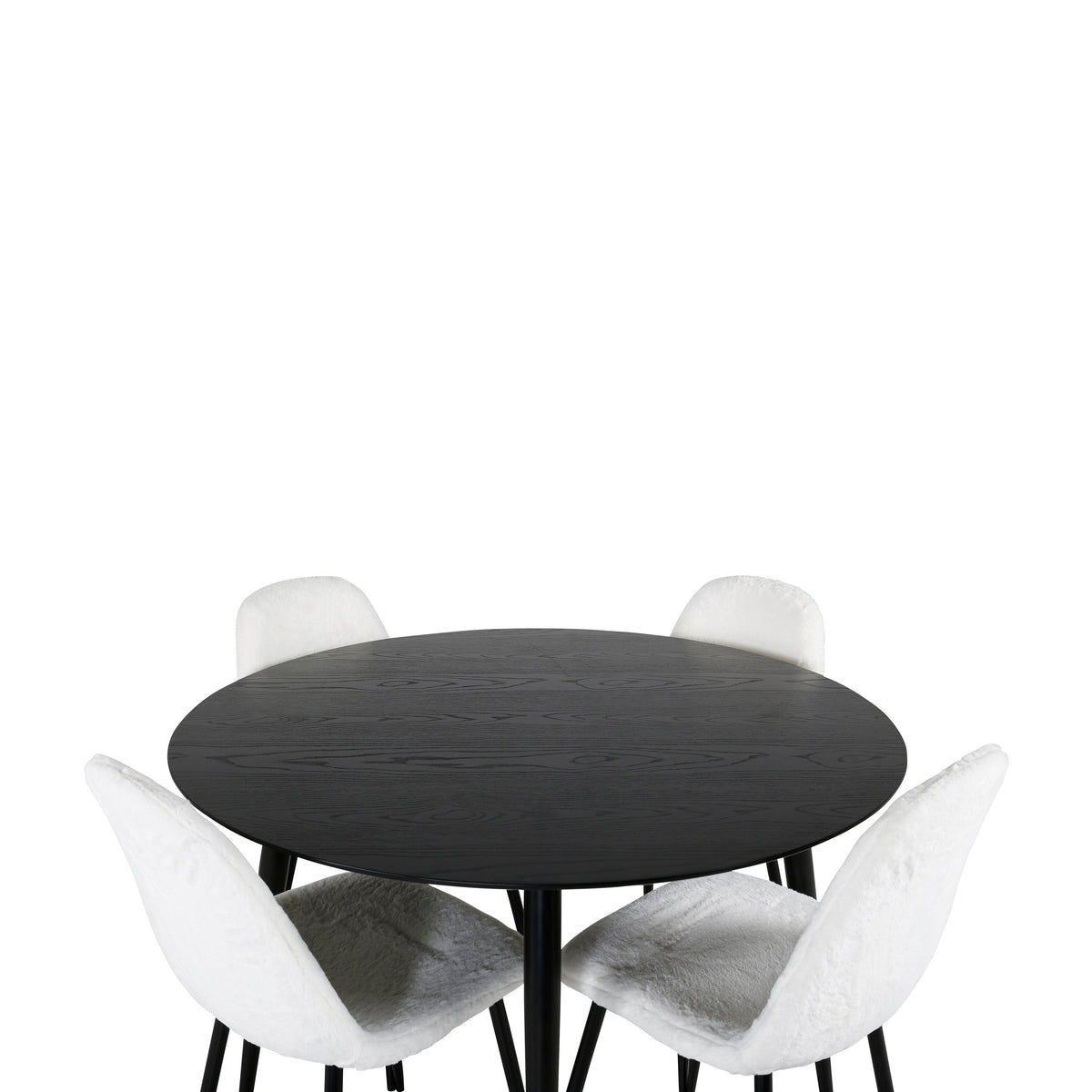 Dipp Esszimmerset + Polar Fluff ⌀115cm/4St. in Schwarz-Weiss präsentiert im Onlineshop von KAQTU Design AG. Esszimmerset ist von Venture Home