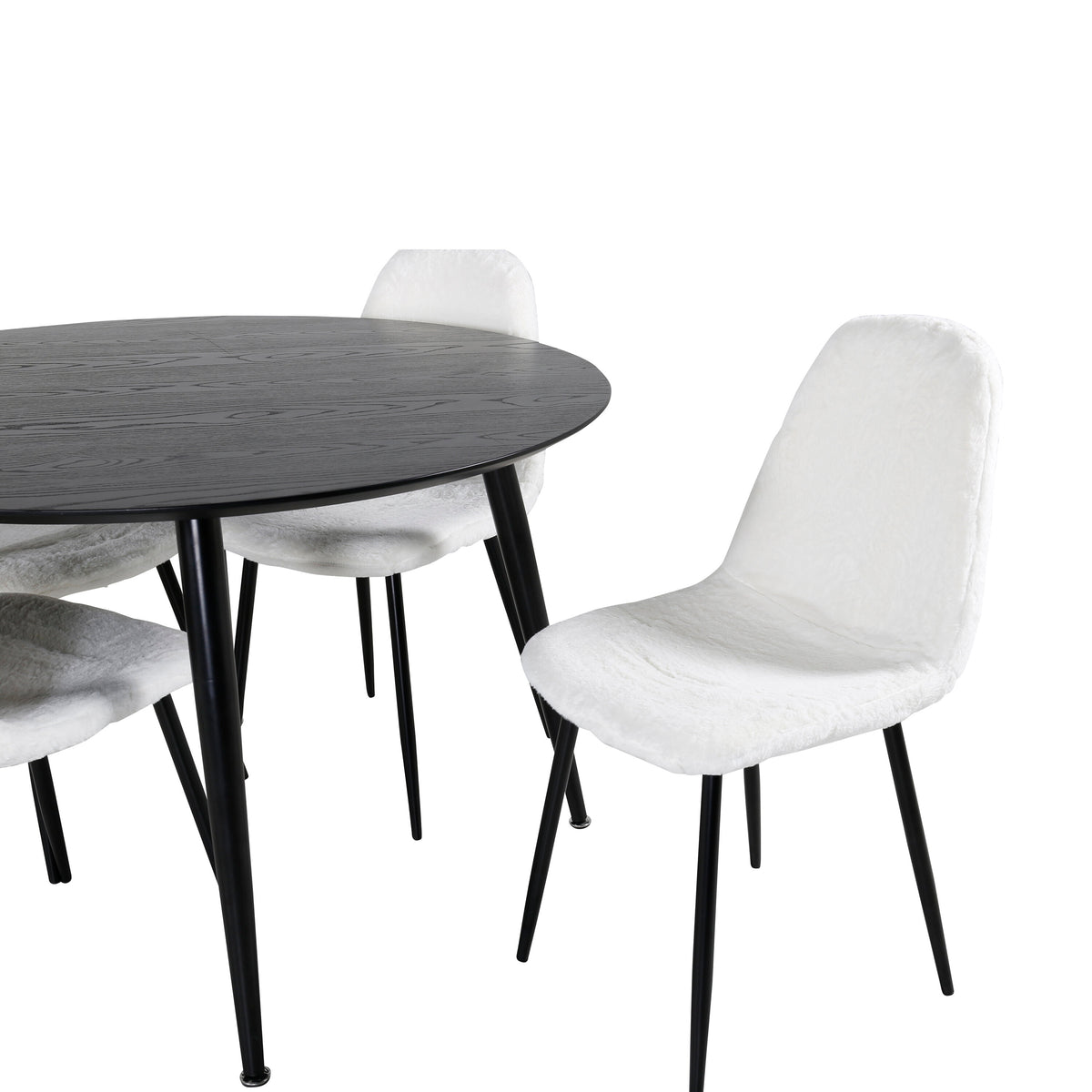 Dipp Esszimmerset + Polar Fluff ⌀115cm/4St. in Schwarz-Weiss präsentiert im Onlineshop von KAQTU Design AG. Esszimmerset ist von Venture Home