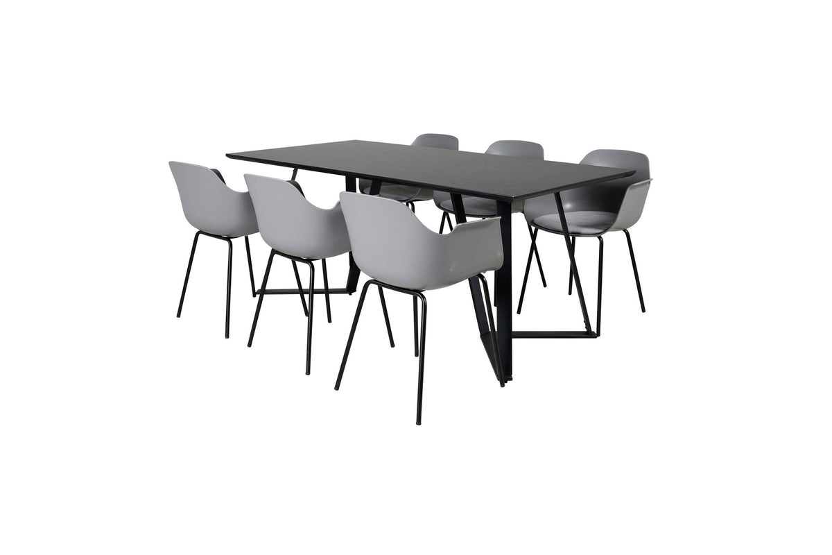 Marina Esszimmerset Comfort 180cm/6St. in Schwarzgrau präsentiert im Onlineshop von KAQTU Design AG. Esszimmerset ist von Venture Home