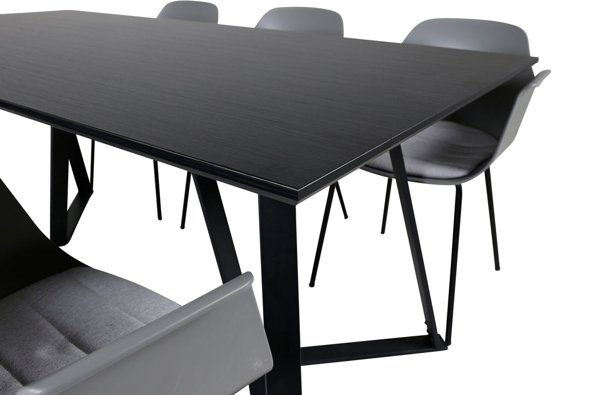 Marina Esszimmerset Comfort 180cm/6St. in Schwarzgrau präsentiert im Onlineshop von KAQTU Design AG. Esszimmerset ist von Venture Home