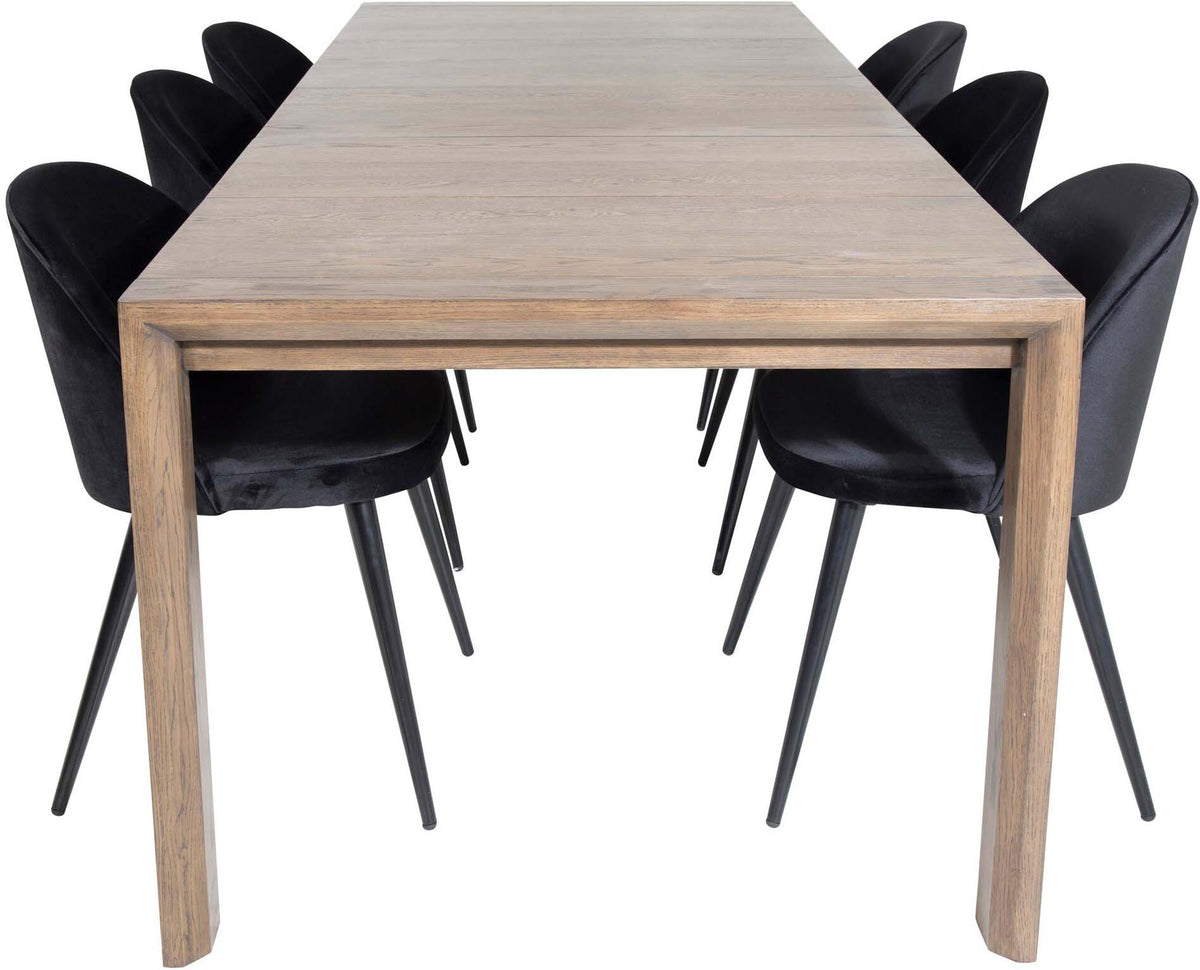 Slider Esszimmerset ausziehbar + Velvet 170cm/6St. in Schwarz präsentiert im Onlineshop von KAQTU Design AG. Esszimmerset ist von Venture Home