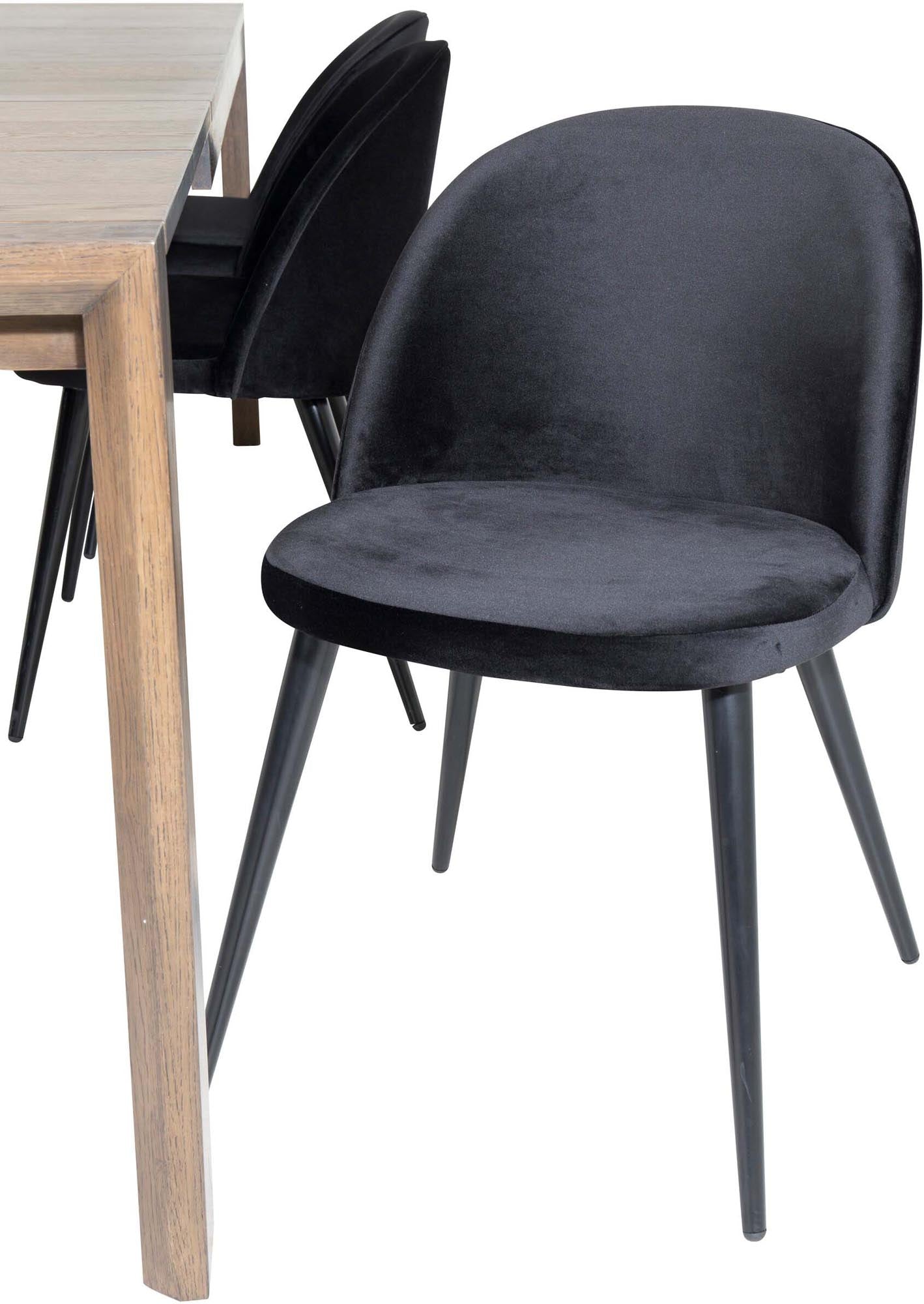 Elegantes Esszimmerset mit ausziehbarem Tisch und 6 Samtstühlen.