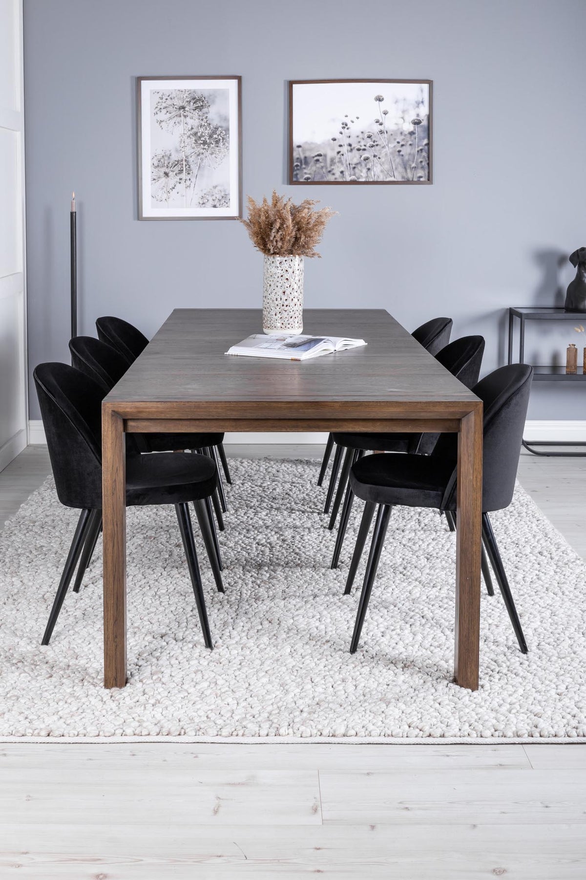 Slider Esszimmerset ausziehbar + Velvet 170cm/6St. in Schwarz präsentiert im Onlineshop von KAQTU Design AG. Esszimmerset ist von Venture Home