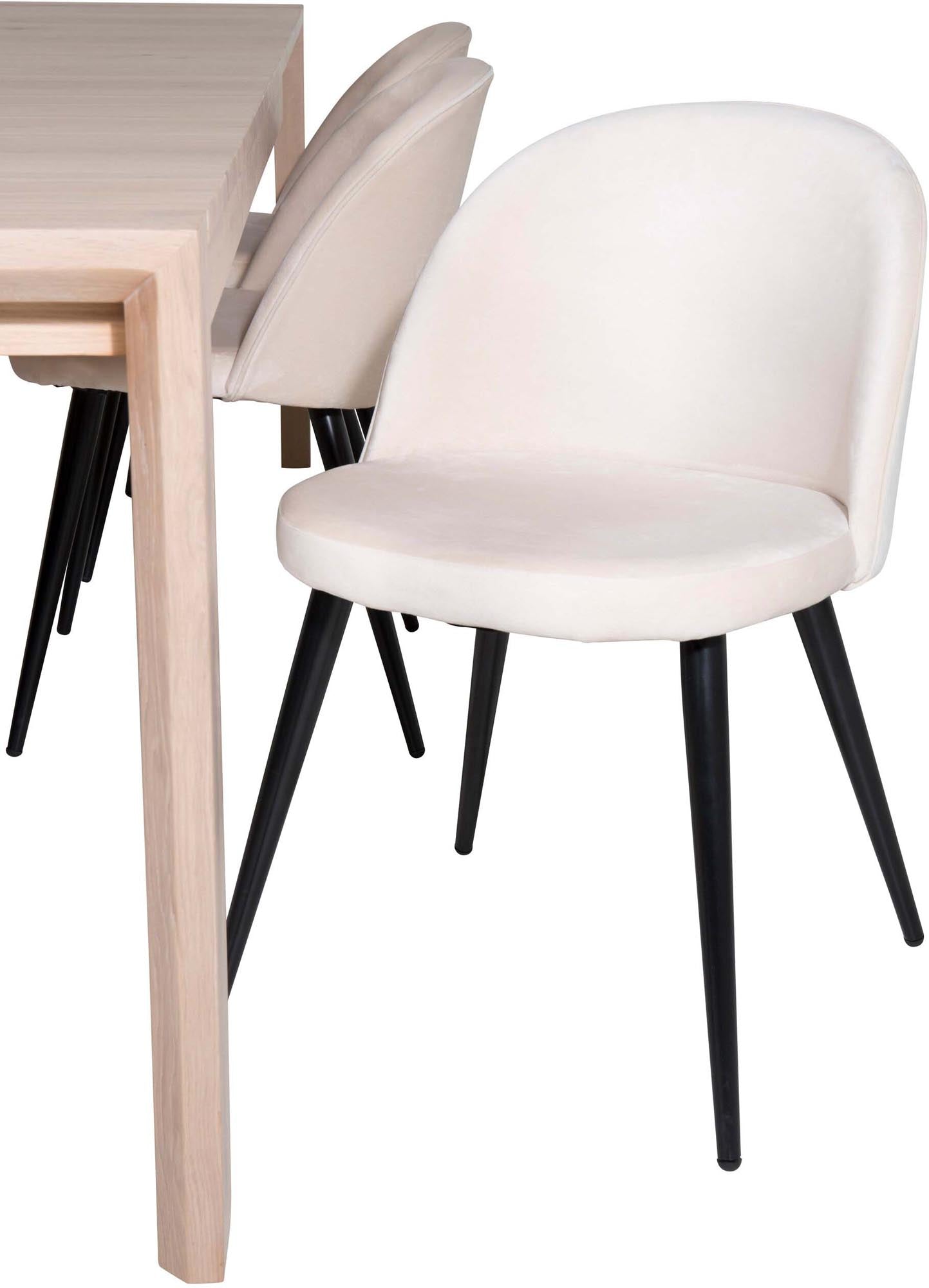 Stilvolles Esszimmerset: Ausziehbarer Tisch & 6 Samtstühle, 170cm.