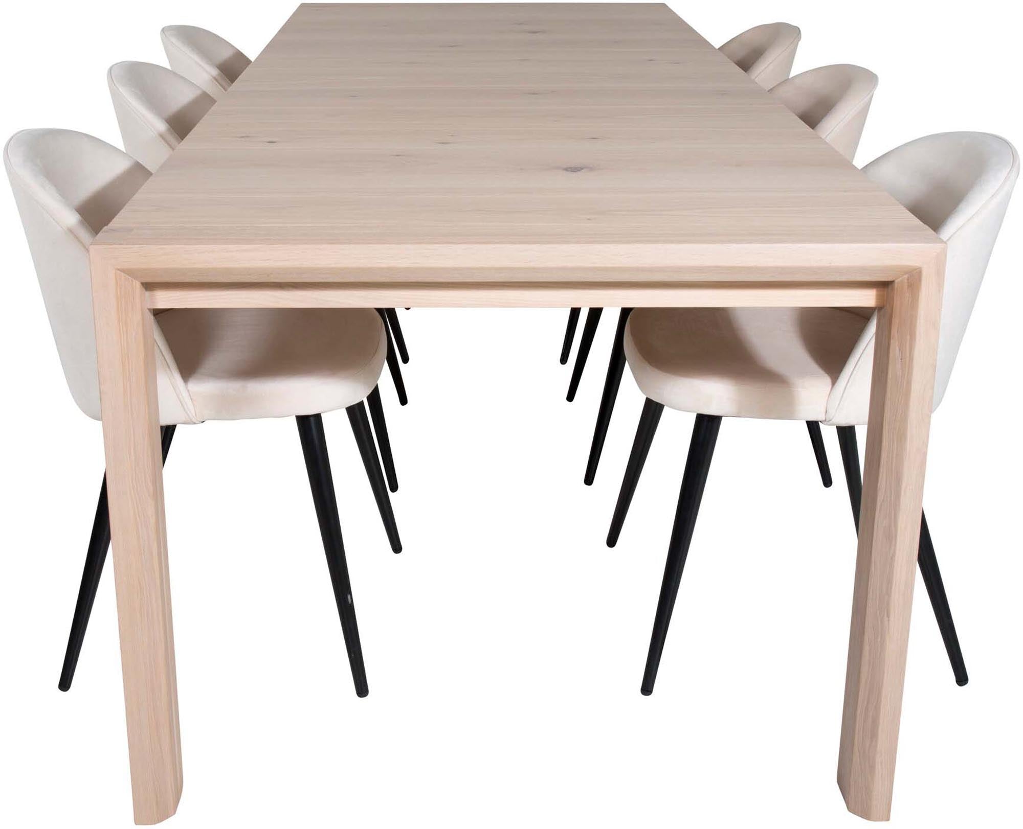 Elegantes Esszimmerset: Ausziehbarer Tisch & 6 Samtstühle, 170cm.