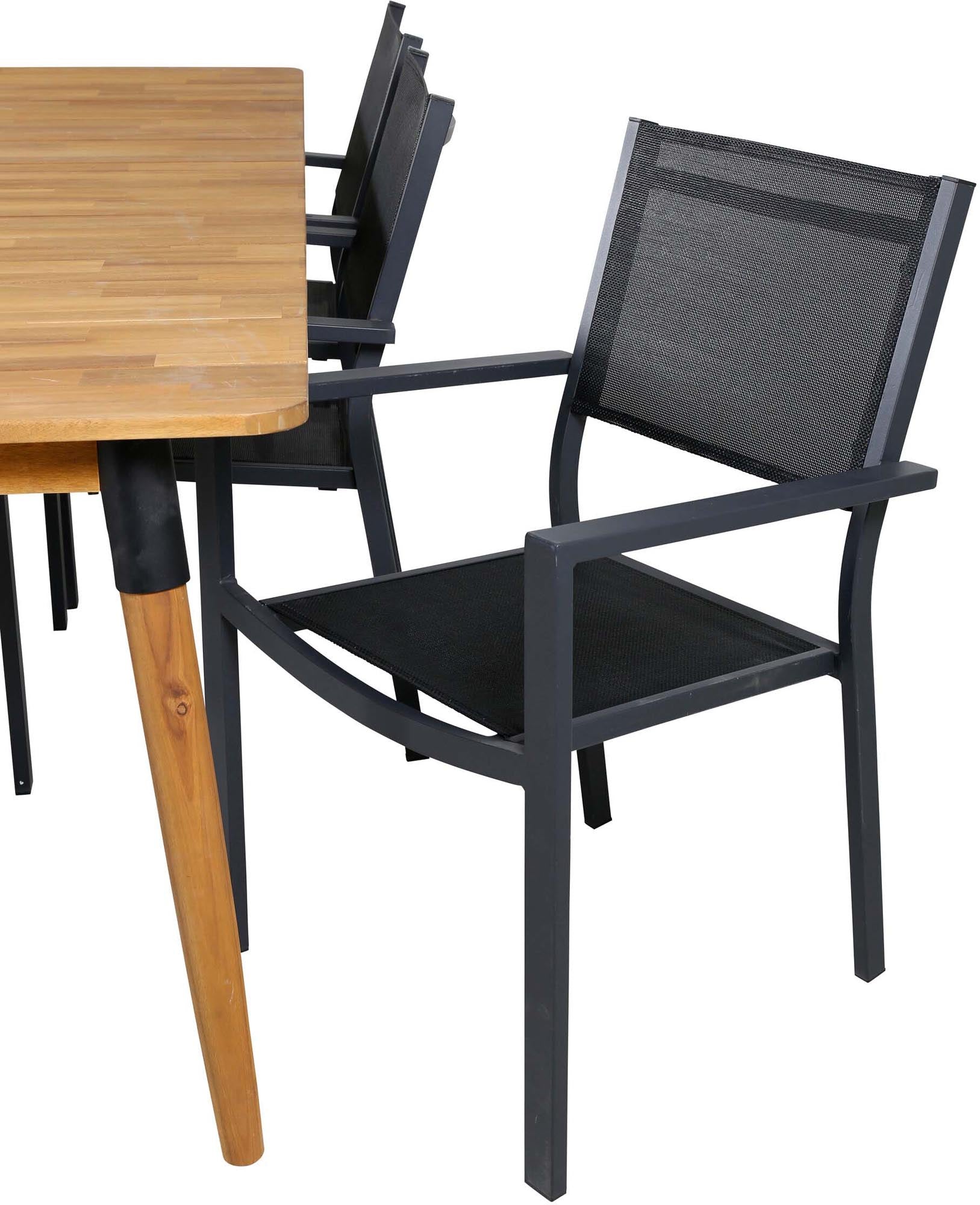 Stilvolles Julian Tischset mit 6 Copacabana-Stühlen für den Garten.