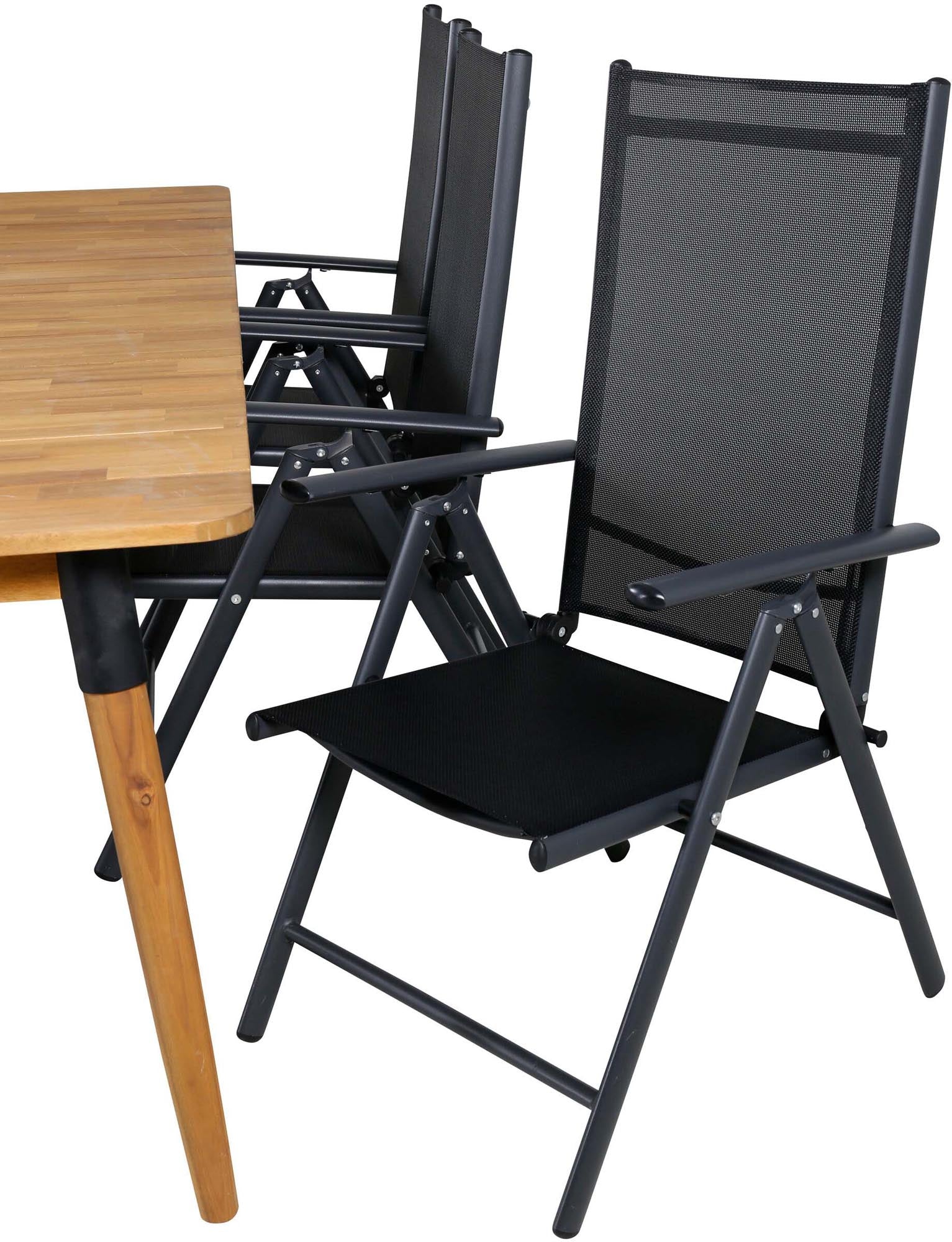 Julian Outdoor-Tischset + Break 210cm/6St. in Schwarz präsentiert im Onlineshop von KAQTU Design AG. Gartentischset ist von Venture Home