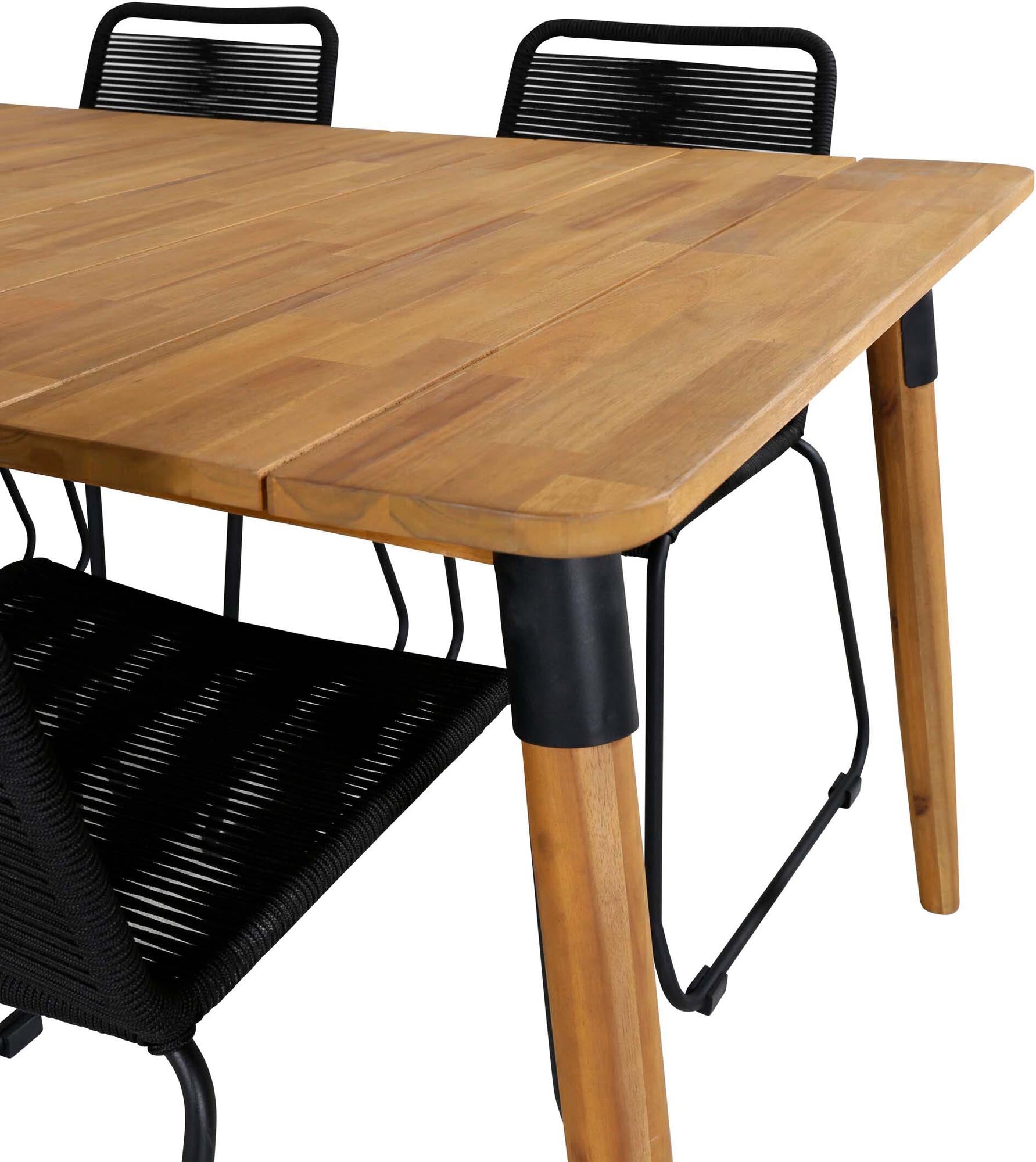 Julian Outdoor-Tischset + Lindos 210cm/6St. in Schwarz präsentiert im Onlineshop von KAQTU Design AG. Gartentischset ist von Venture Home