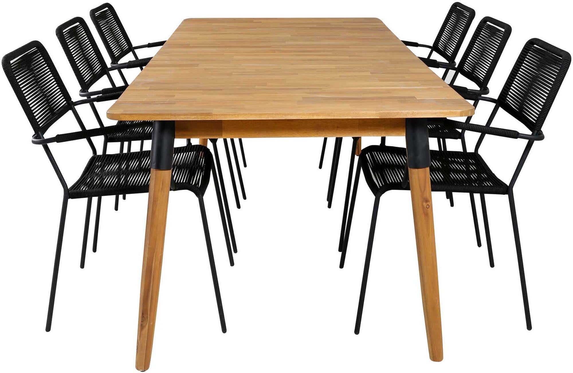 Entdecken Sie das stilvolle Julian Outdoor-Tischset mit Lindos Armchair von Venture Home. Perfekt für elegante Gartenmomente!