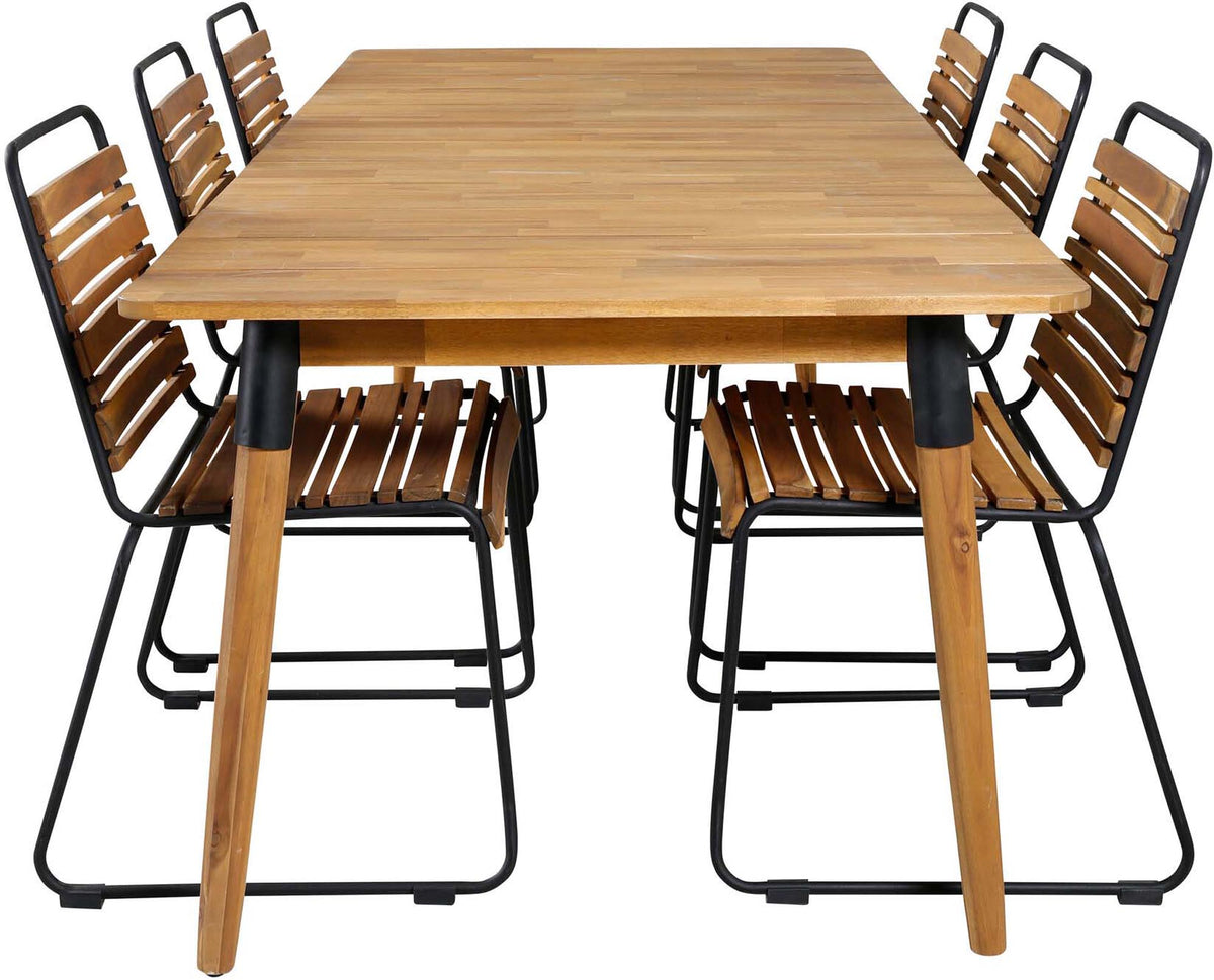 Julian Outdoor-Tischset + Bois 210cm/6St. in Schwarz präsentiert im Onlineshop von KAQTU Design AG. Gartentischset ist von Venture Home