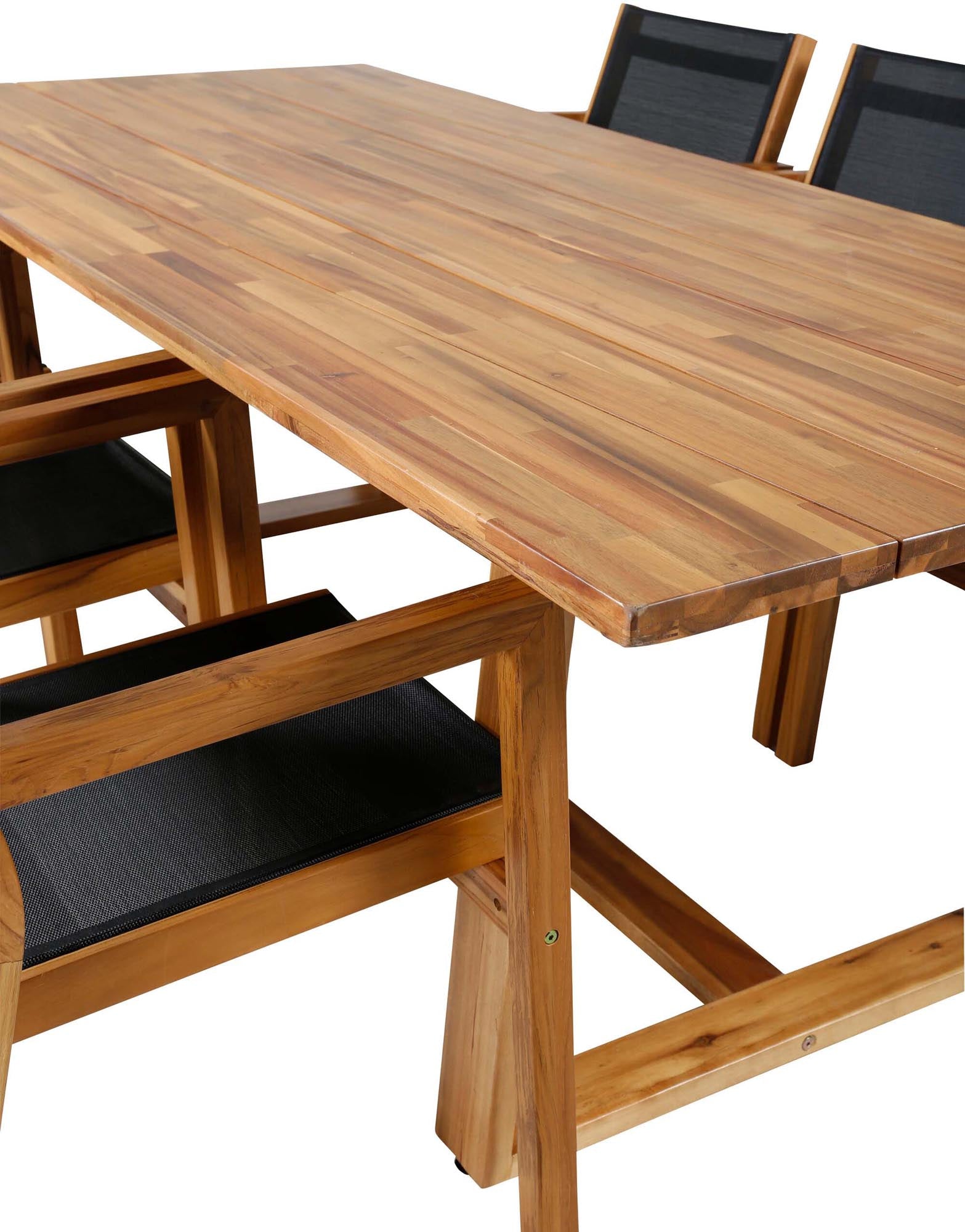 Plankton Outdoor-Tischset + Venice 220cm/6St. in Schwarz, Natur präsentiert im Onlineshop von KAQTU Design AG. Gartentischset ist von Venture Home
