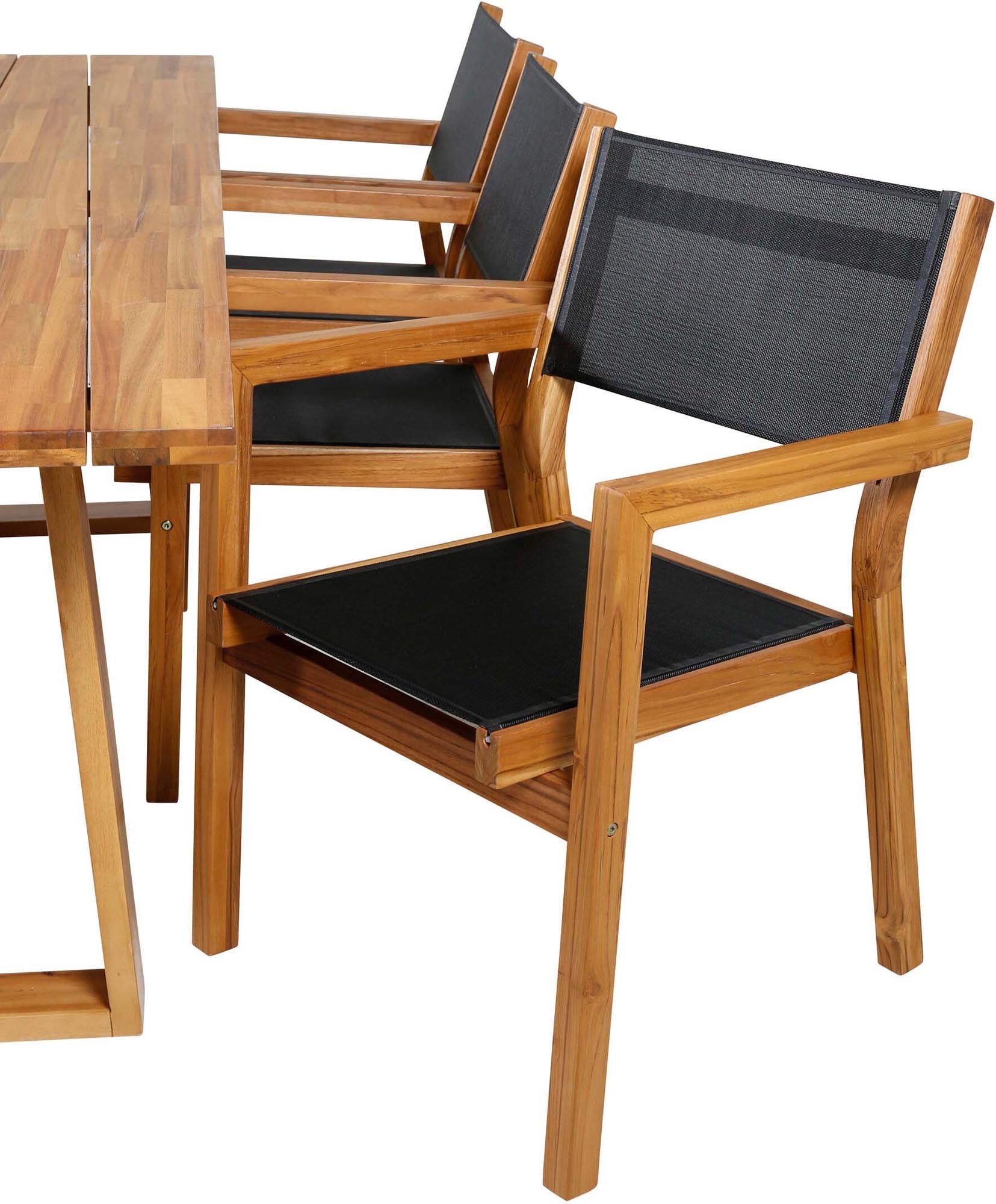 Plankton Outdoor-Tischset + Venice 220cm/6St. in Schwarz, Natur präsentiert im Onlineshop von KAQTU Design AG. Gartentischset ist von Venture Home