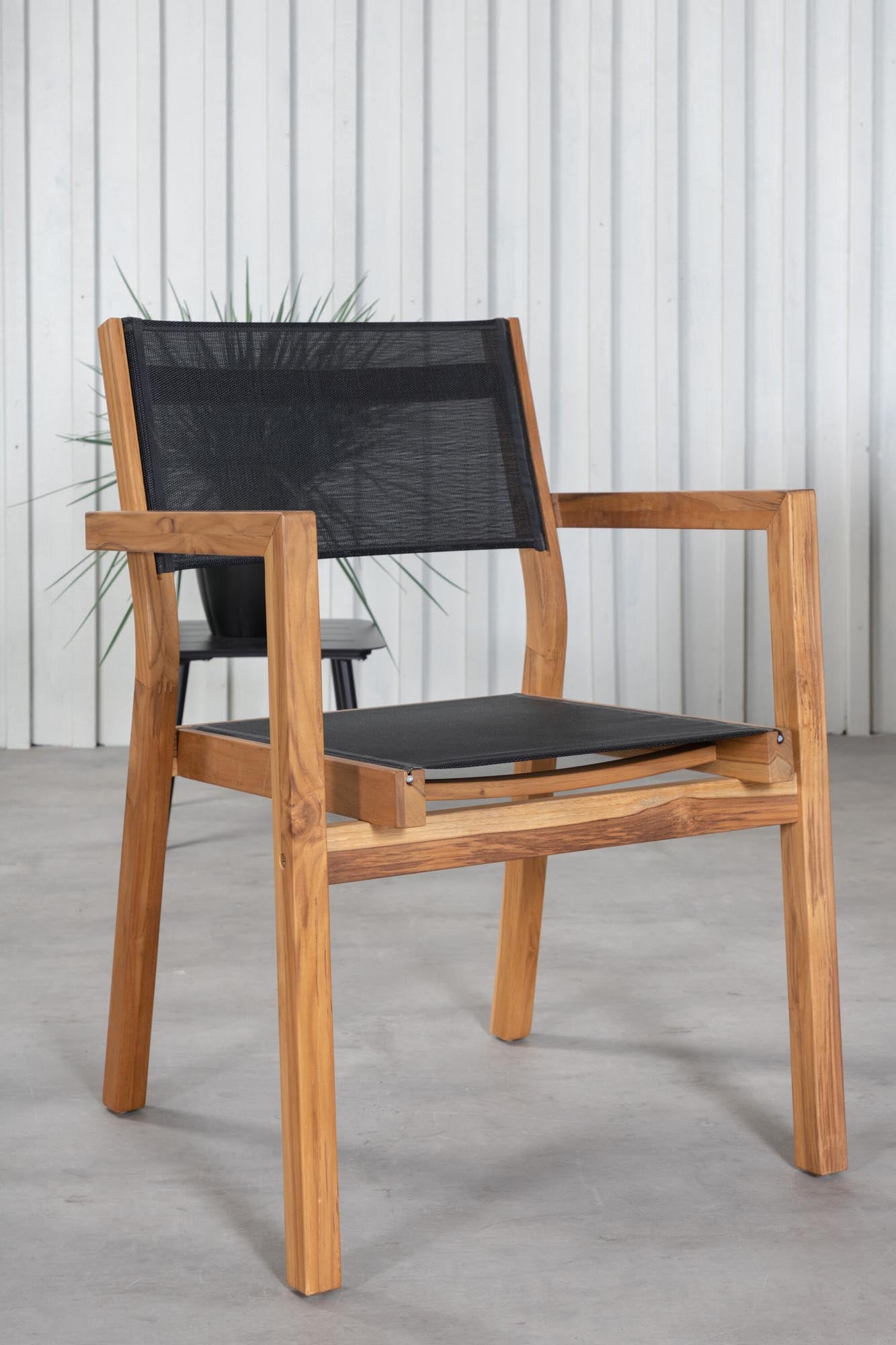 Plankton Outdoor-Tischset + Venice 220cm/6St. in Schwarz, Natur präsentiert im Onlineshop von KAQTU Design AG. Gartentischset ist von Venture Home