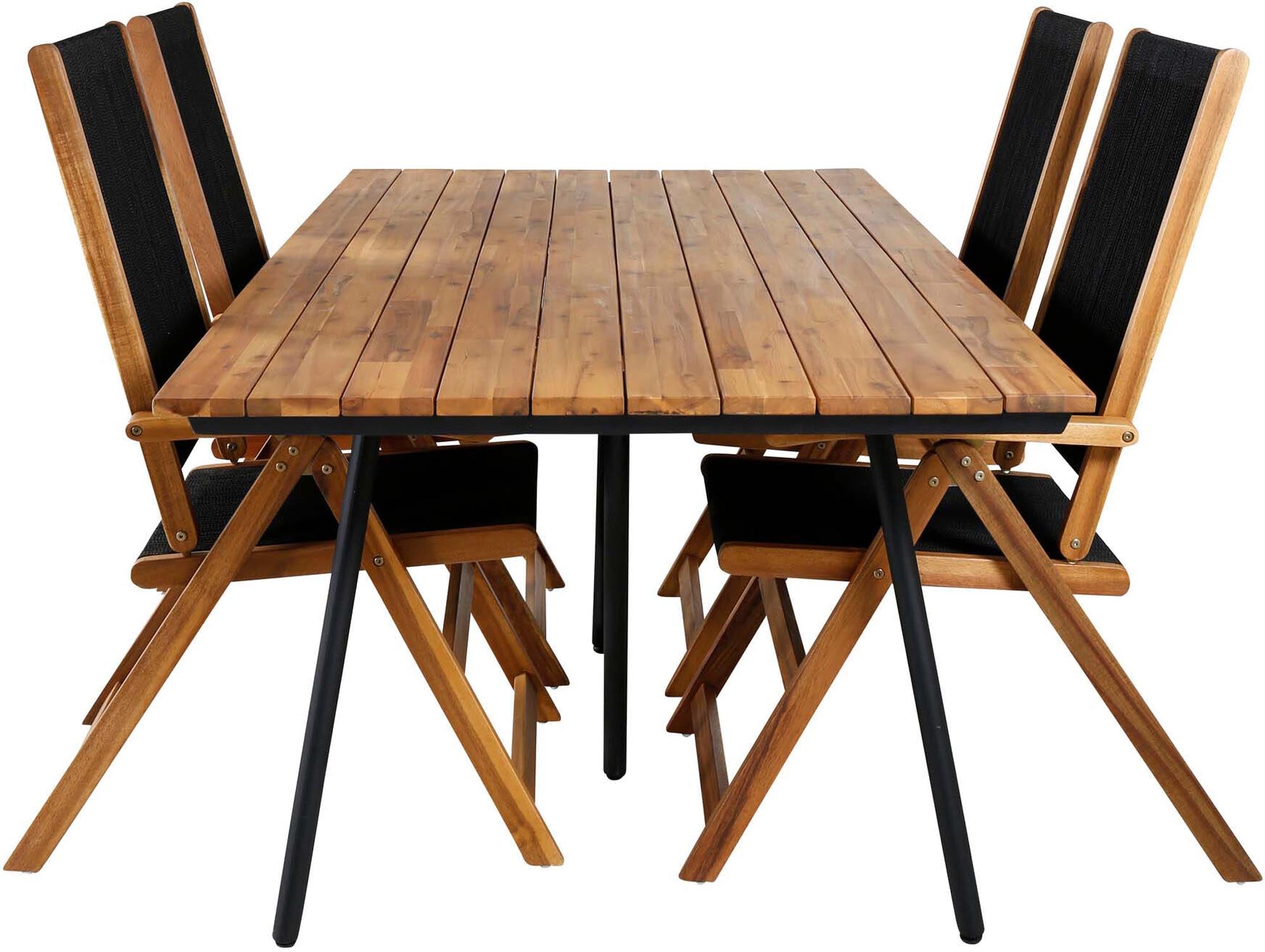 Chan Outdoor-Tischset + Little John 200cm/4St. in Schwarz, Natur präsentiert im Onlineshop von KAQTU Design AG. Gartentischset ist von Venture Home