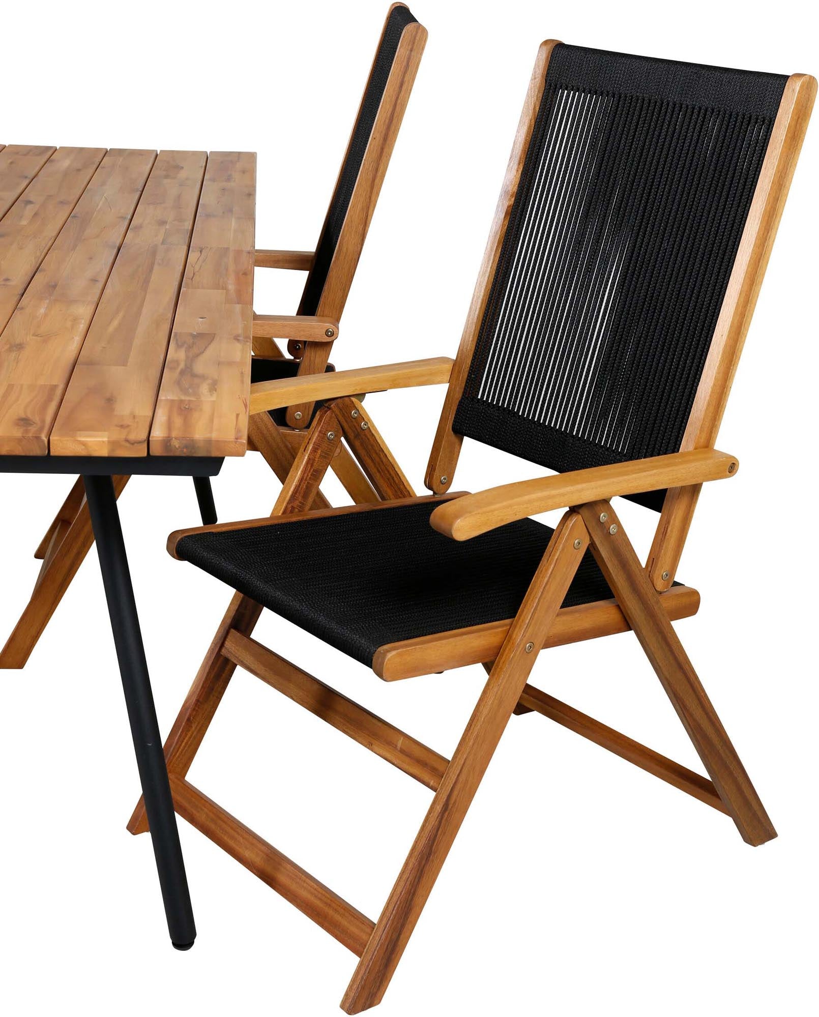 Chan Outdoor-Tischset + Little John 200cm/4St. in Schwarz, Natur präsentiert im Onlineshop von KAQTU Design AG. Gartentischset ist von Venture Home