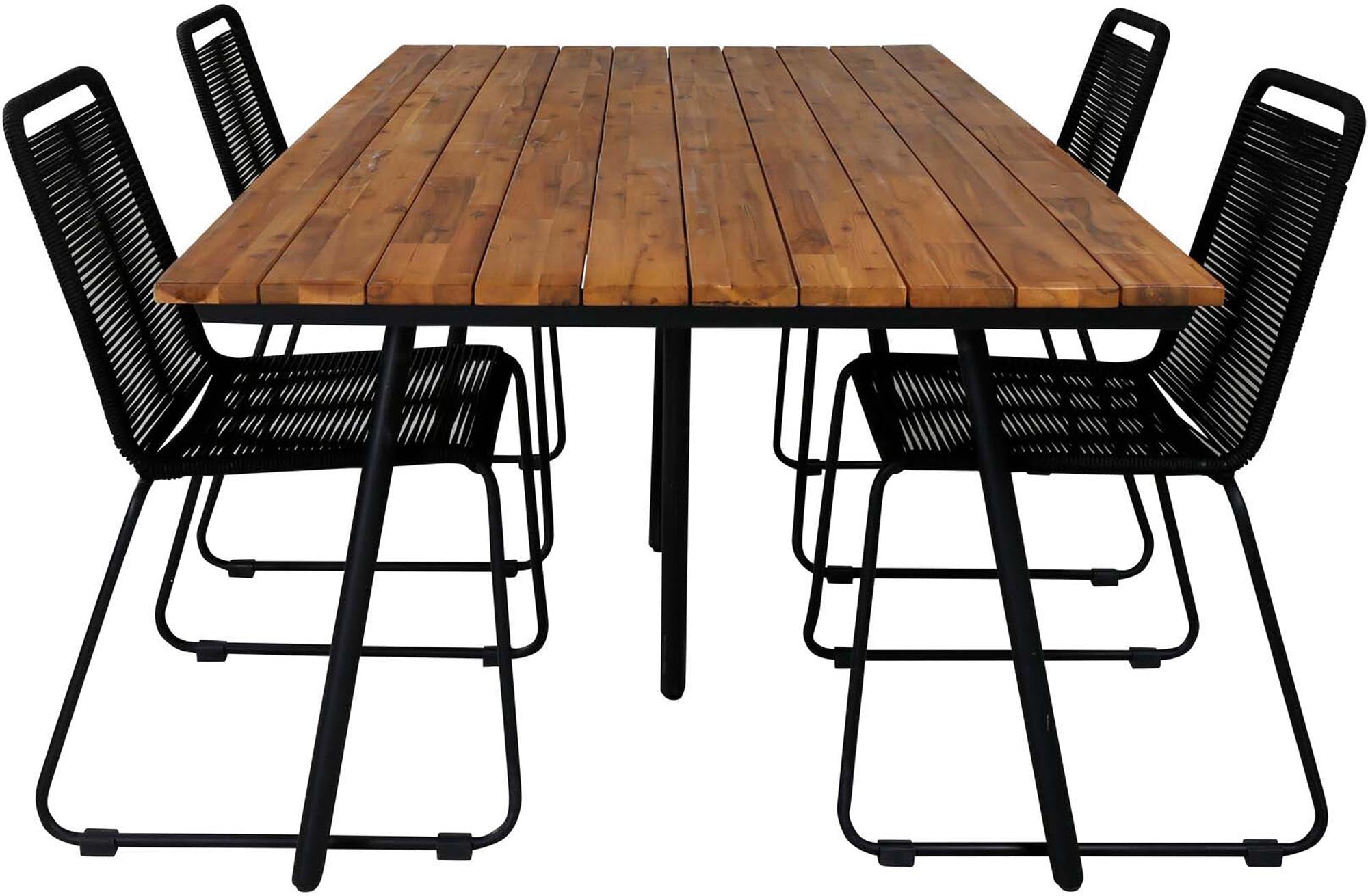 Chan Outdoor-Tischset + Lindos 200cm/4St. in Schwarz präsentiert im Onlineshop von KAQTU Design AG. Gartentischset ist von Venture Home