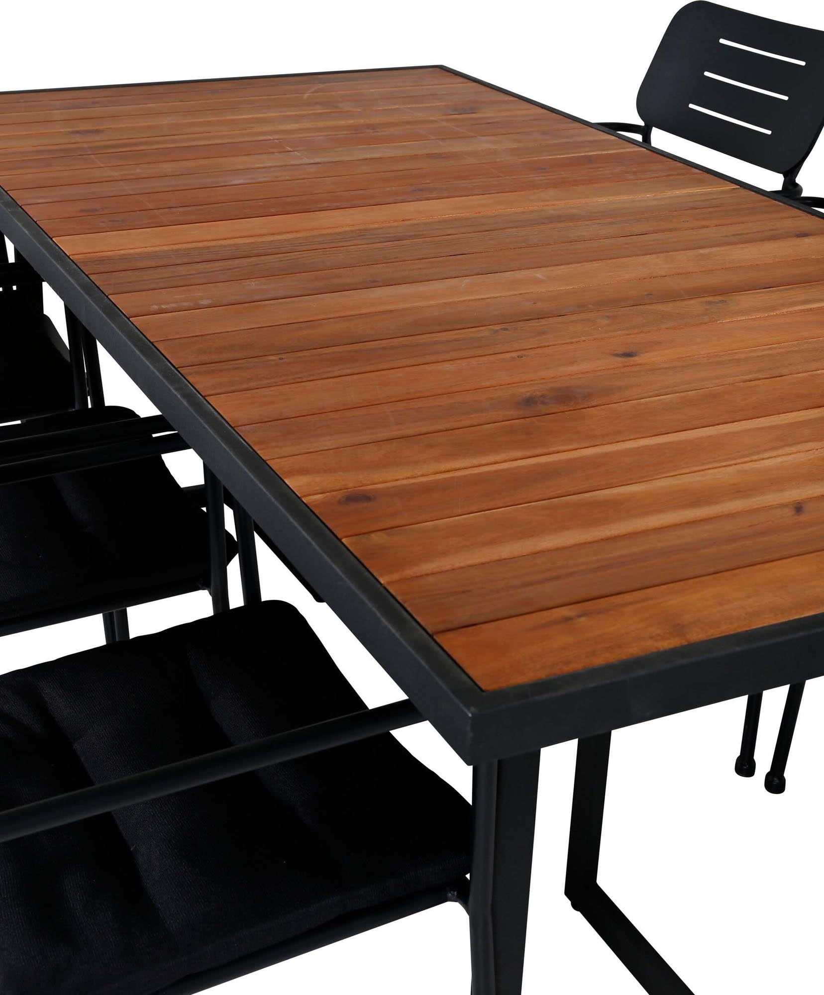 Robustes Khung Tischset 200cm für 6, ideal für Terrasse und Garten.