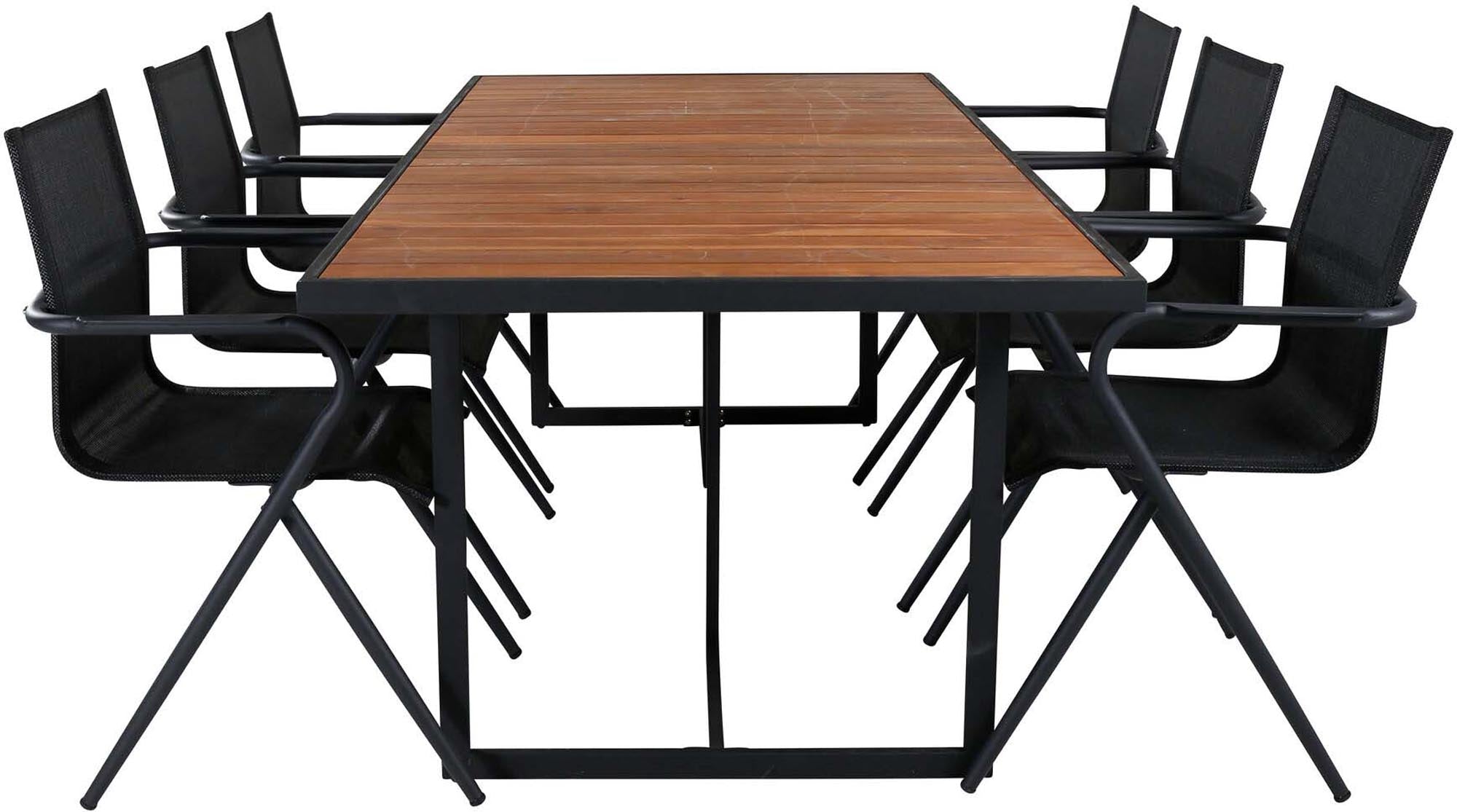 Stilvolles Khung Outdoor-Tischset (Alina) 200cm/6St. von Venture Home: Modernes Design, ergonomische Stühle, ideal für Garten oder Balkon.