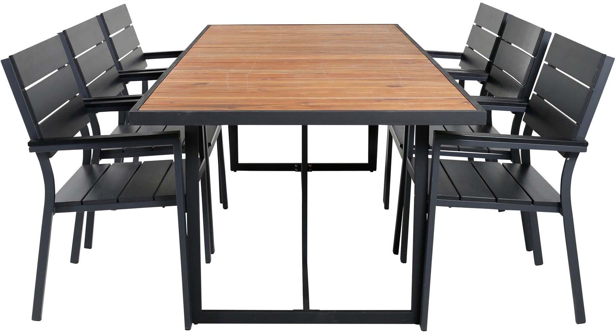 Khung Outdoor-Tischset (Levels) 200cm/6St. in Schwarz präsentiert im Onlineshop von KAQTU Design AG. Gartentischset ist von Venture Home