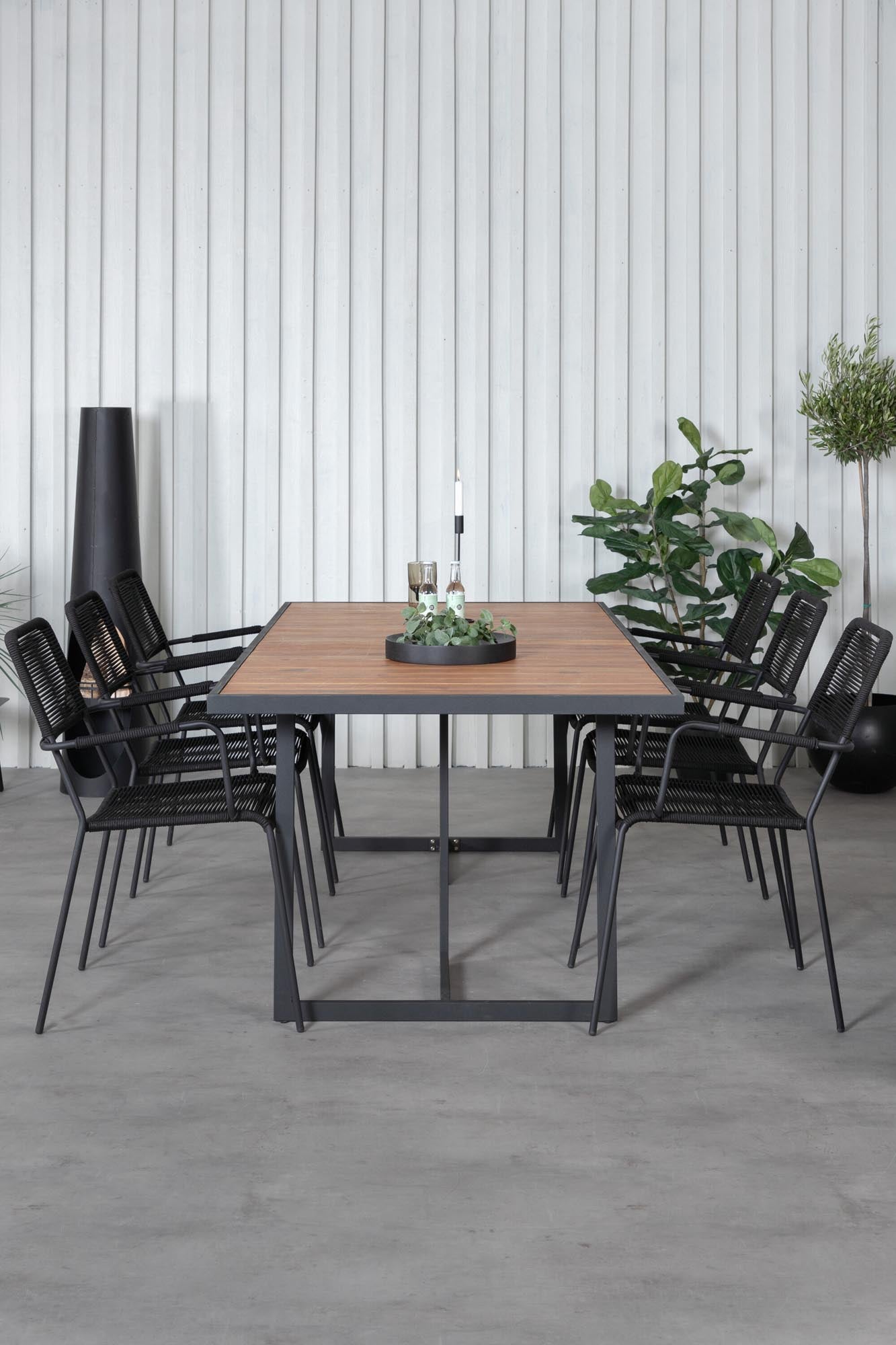 Elegantes Khung Tischset 200cm für 6, ideal für Outdoor-Dinner.