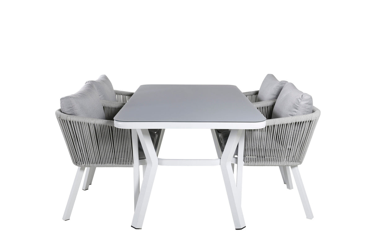 Virya Outdoor-Tischset 160cm/4St. in Grau weiss präsentiert im Onlineshop von KAQTU Design AG. Gartentischset ist von Venture Home