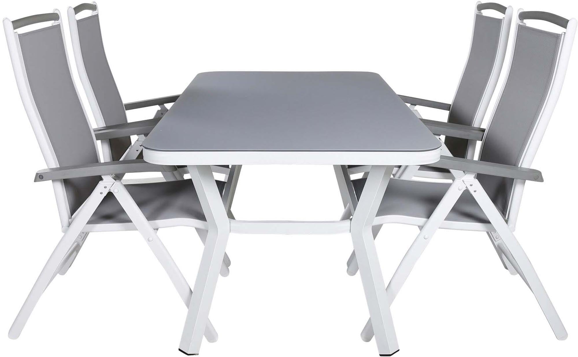 Virya Outdoor-Tischset + Albany 160cm/4St. in Grau weiss präsentiert im Onlineshop von KAQTU Design AG. Gartentischset ist von Venture Home