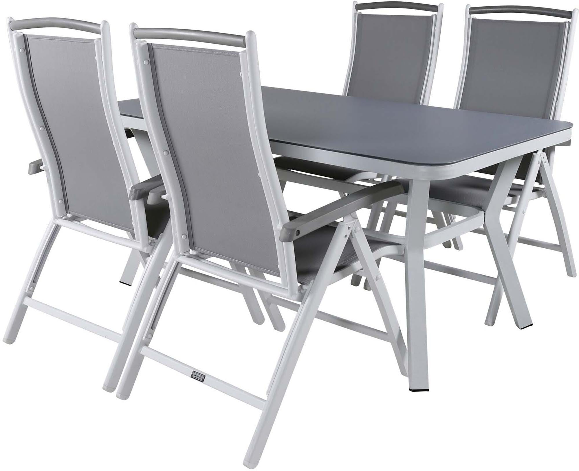 Virya Outdoor-Tischset + Albany 160cm/4St. in Grau weiss präsentiert im Onlineshop von KAQTU Design AG. Gartentischset ist von Venture Home