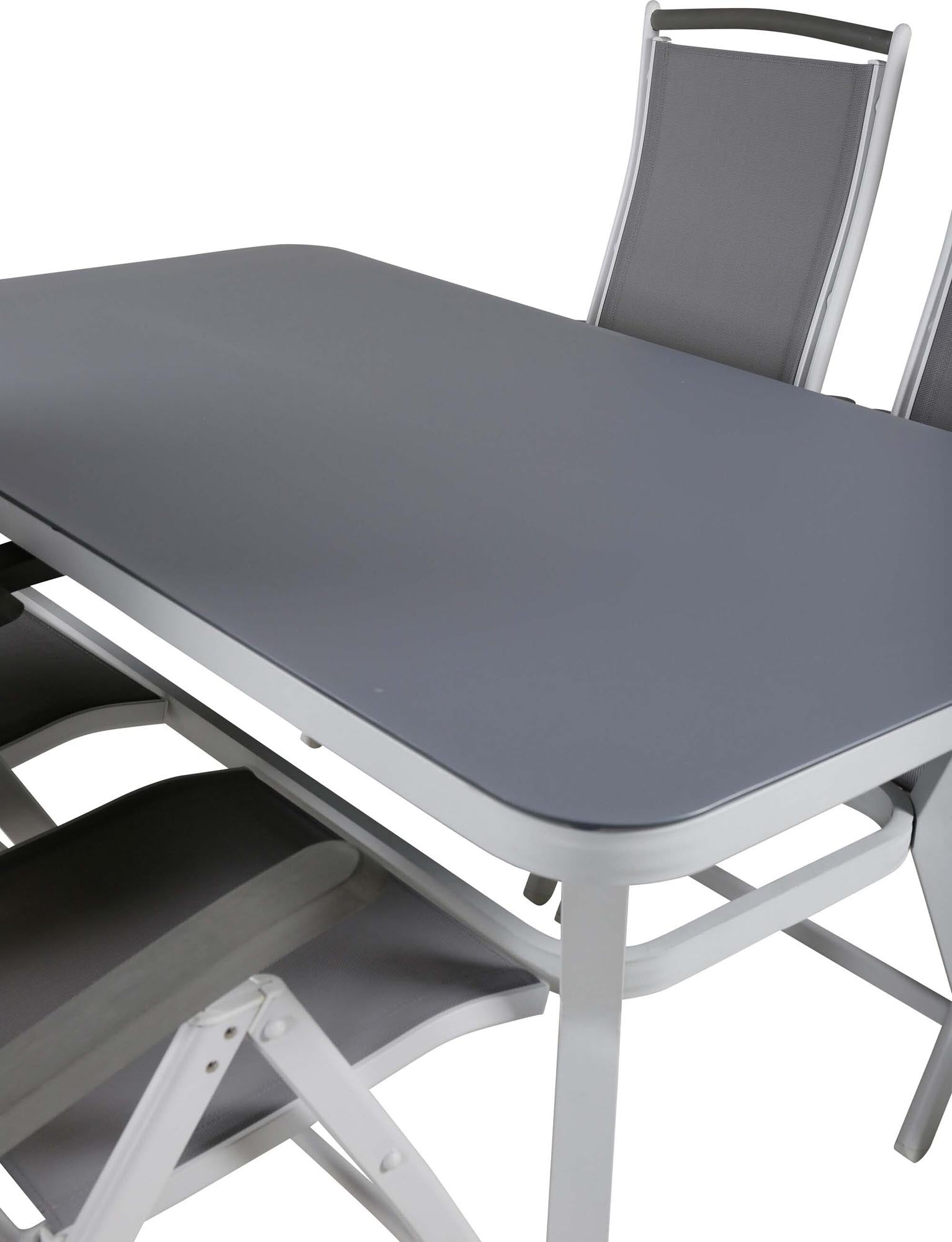Virya Outdoor-Tischset + Albany 160cm/4St. in Grau weiss präsentiert im Onlineshop von KAQTU Design AG. Gartentischset ist von Venture Home