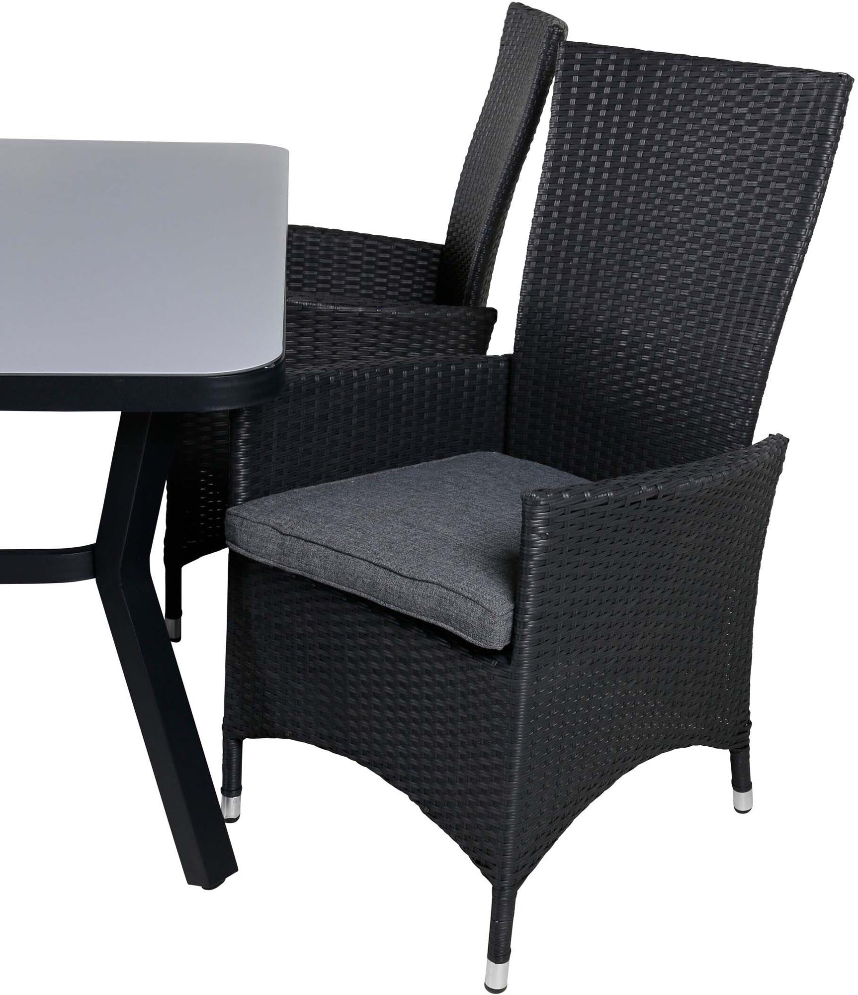 Virya Outdoor-Tischset + Padova 160cm/4St. in Schwarzgrau präsentiert im Onlineshop von KAQTU Design AG. Gartentischset ist von Venture Home