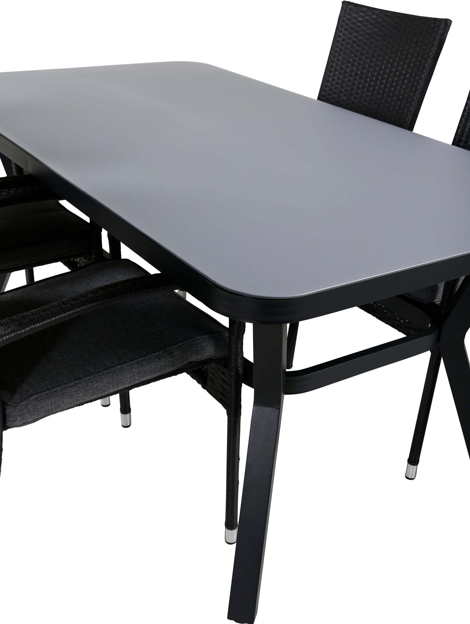 Virya Outdoor-Tischset + Anna 160cm/4St. in Schwarz präsentiert im Onlineshop von KAQTU Design AG. Gartentischset ist von Venture Home