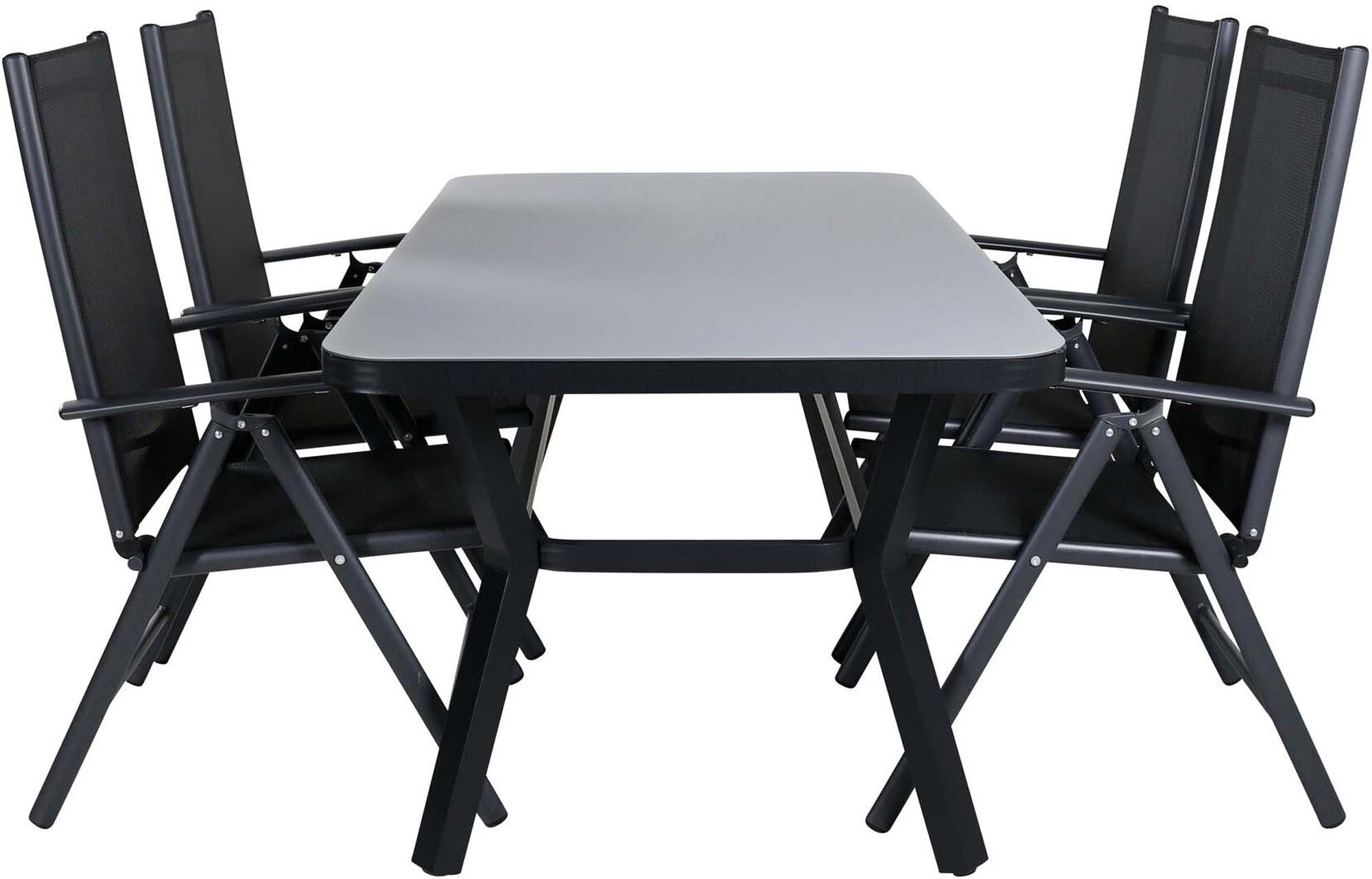 Entdecken Sie das Virya Outdoor-Tischset + Break 160cm/4St. von Venture Home – modernes Design, wetterfeste Materialien und Komfort für gesellige Abende im Freien.