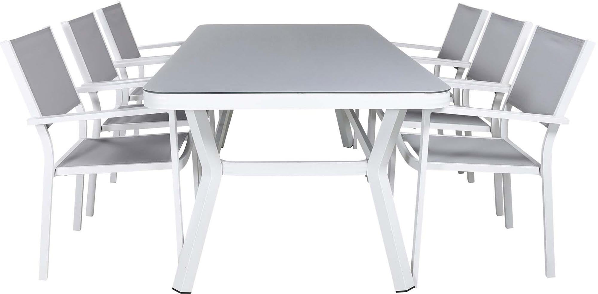 Elegantes Virya Outdoor-Tischset mit Copacabana Stühlen: Perfekt für entspannte Grillabende und stilvolle Gartenmomente mit bis zu sechs Personen.