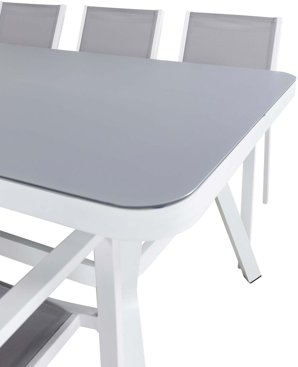 Virya Outdoor-Tischset + Copacabana 200cm/6St. in Grau präsentiert im Onlineshop von KAQTU Design AG. Gartentischset ist von Venture Home