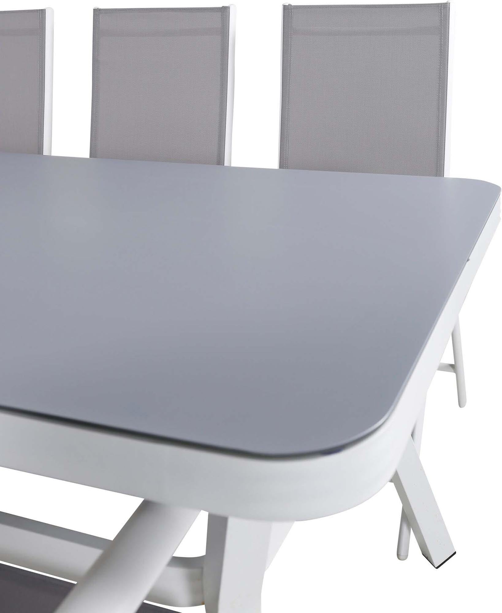 Stylisches Virya Outdoor-Tischset: Ideal für gesellige Momente im Freien mit Platz für 6 Personen. Komfortable Break-Stühle inklusive!