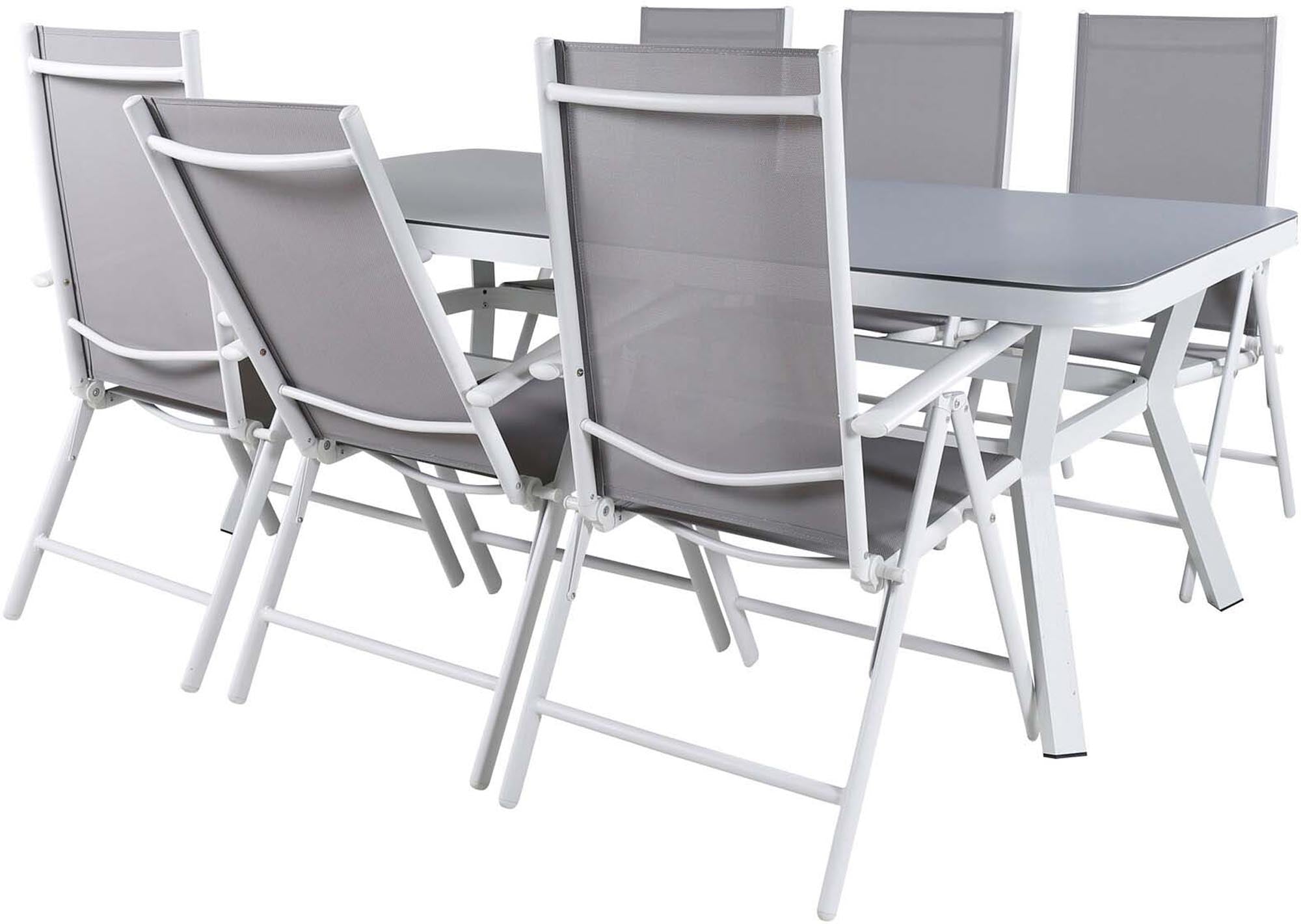 Virya Outdoor-Tischset + Break 200cm/6St. in Grau weiss präsentiert im Onlineshop von KAQTU Design AG. Gartentischset ist von Venture Home