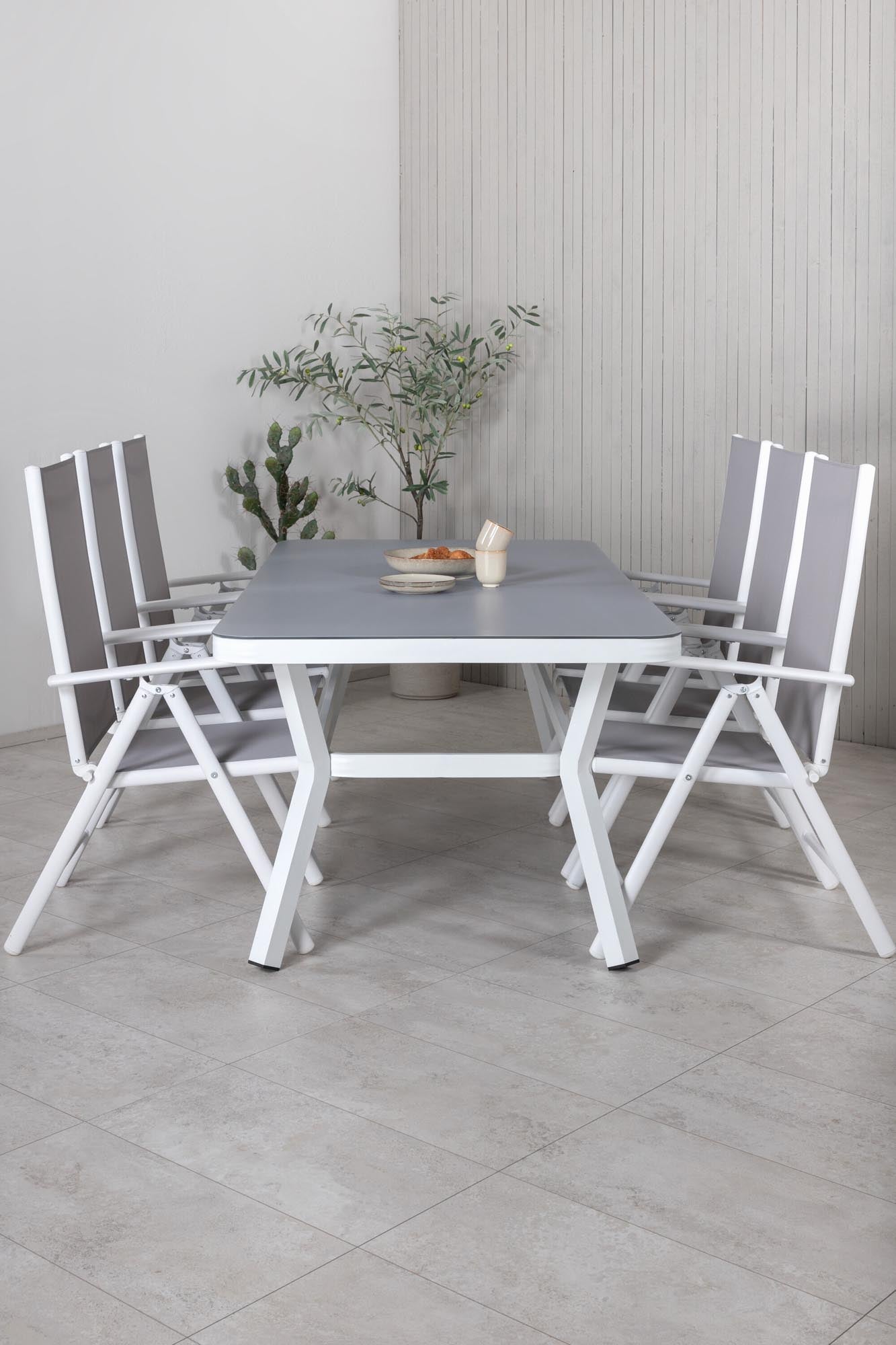 Virya Outdoor-Tischset + Break 200cm/6St. in Grau weiss präsentiert im Onlineshop von KAQTU Design AG. Gartentischset ist von Venture Home
