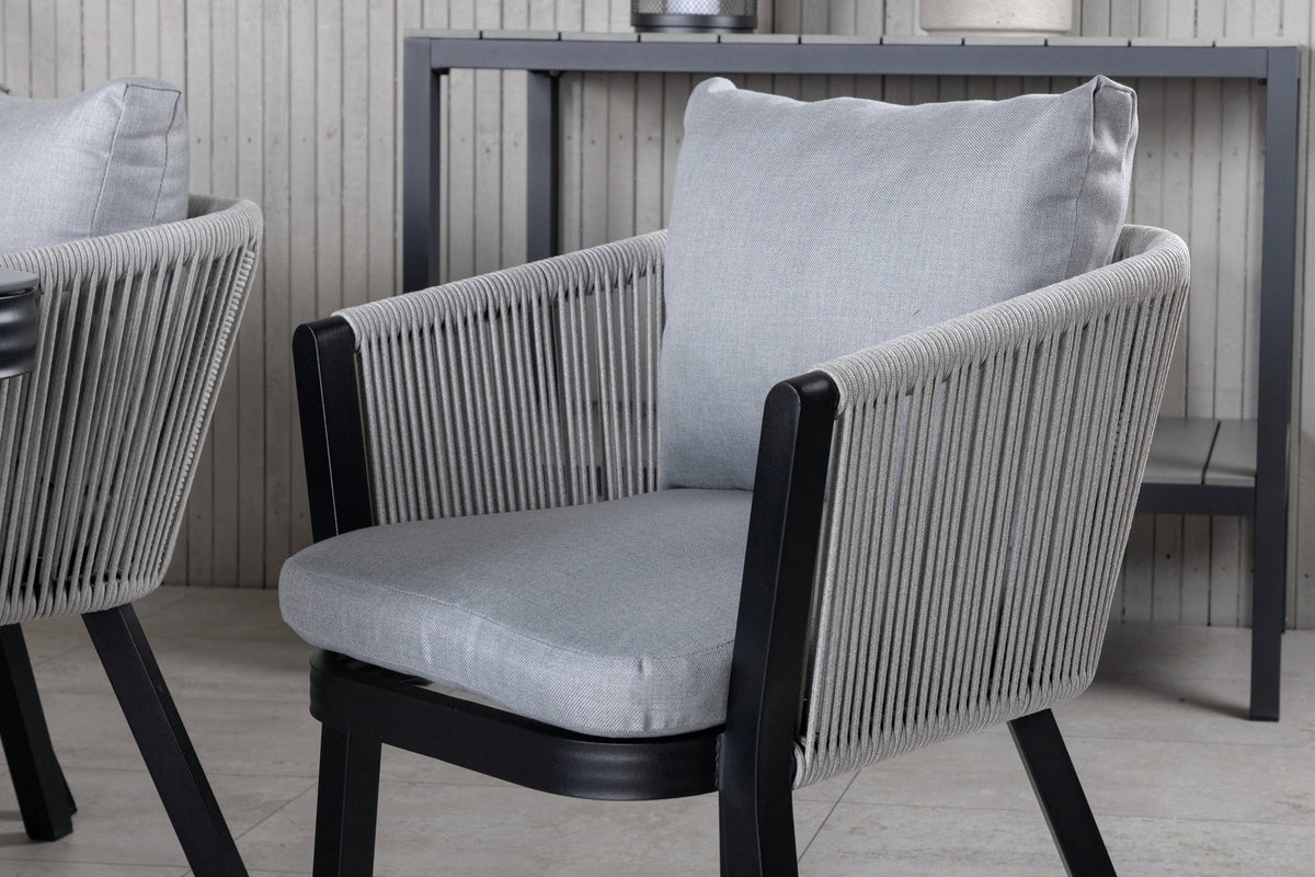 Virya Outdoor-Tischset 200cm/6St. in Schwarzgrau präsentiert im Onlineshop von KAQTU Design AG. Gartentischset ist von Venture Home