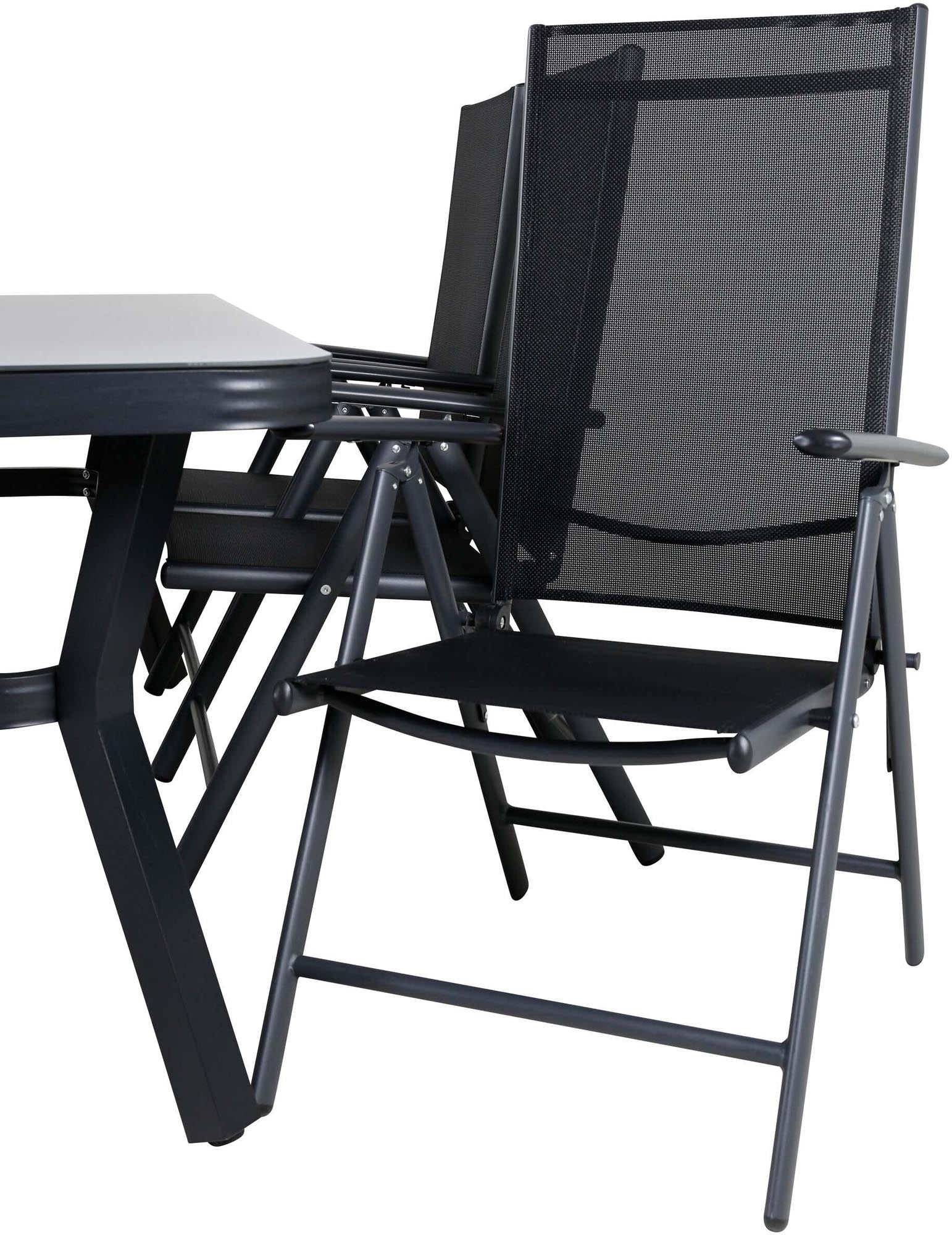 Virya Outdoor-Tischset + Break 200cm/6St. in Schwarz präsentiert im Onlineshop von KAQTU Design AG. Gartentischset ist von Venture Home