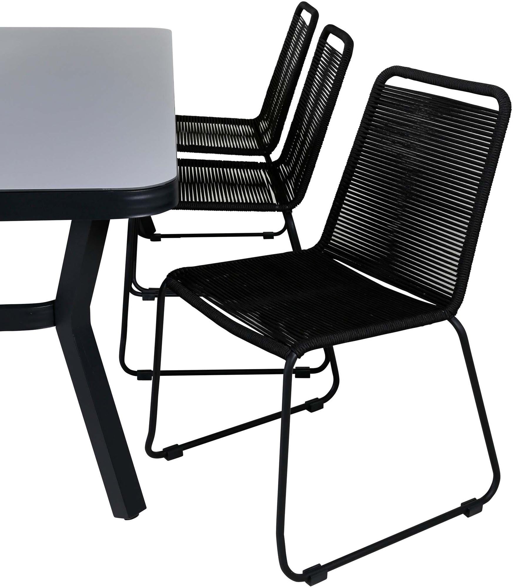 Virya Outdoor-Tischset + Lindos 200cm/6St. in Schwarz präsentiert im Onlineshop von KAQTU Design AG. Gartentischset ist von Venture Home