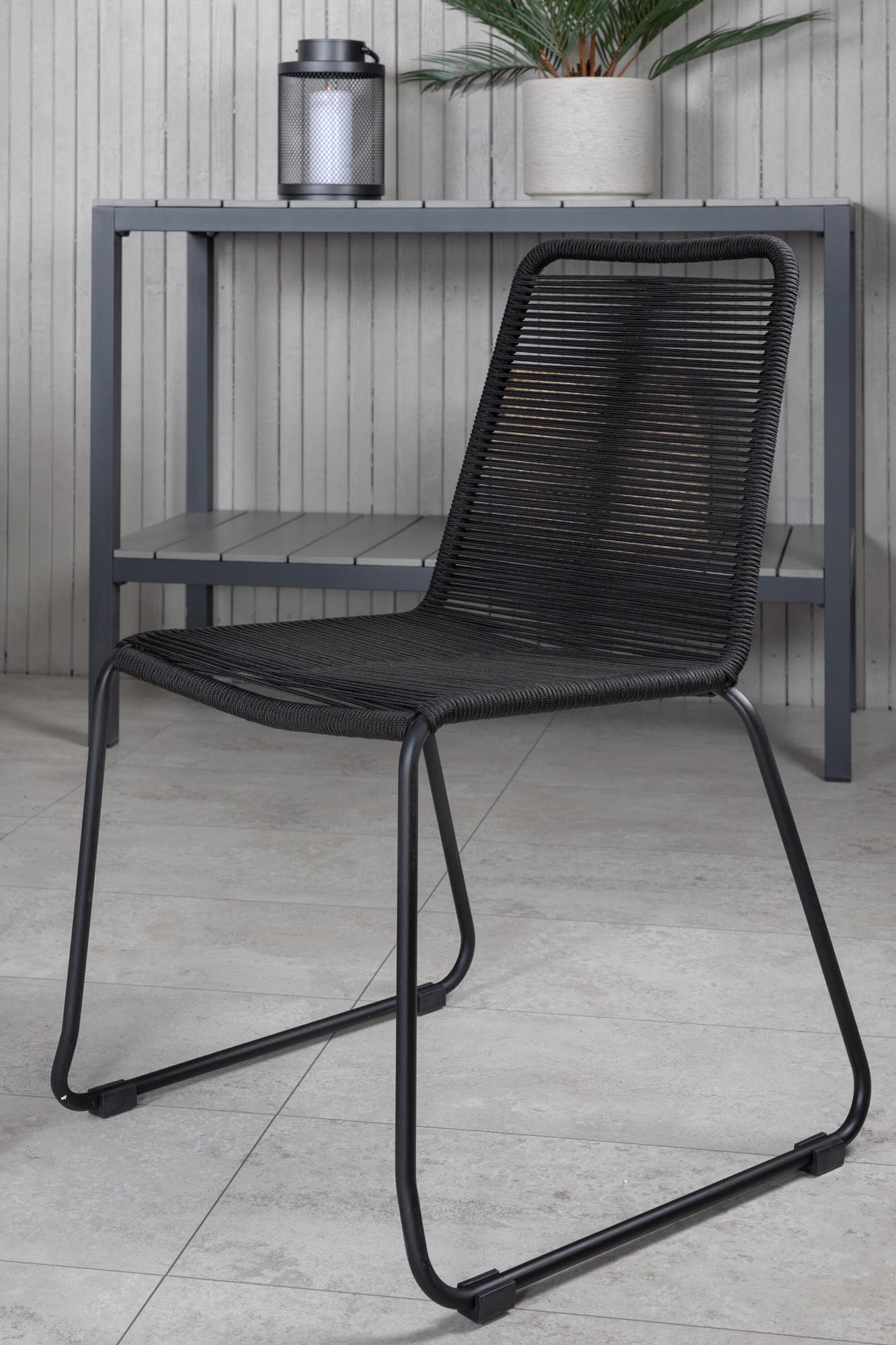 Virya Outdoor-Tischset + Lindos 200cm/6St. in Schwarz präsentiert im Onlineshop von KAQTU Design AG. Gartentischset ist von Venture Home