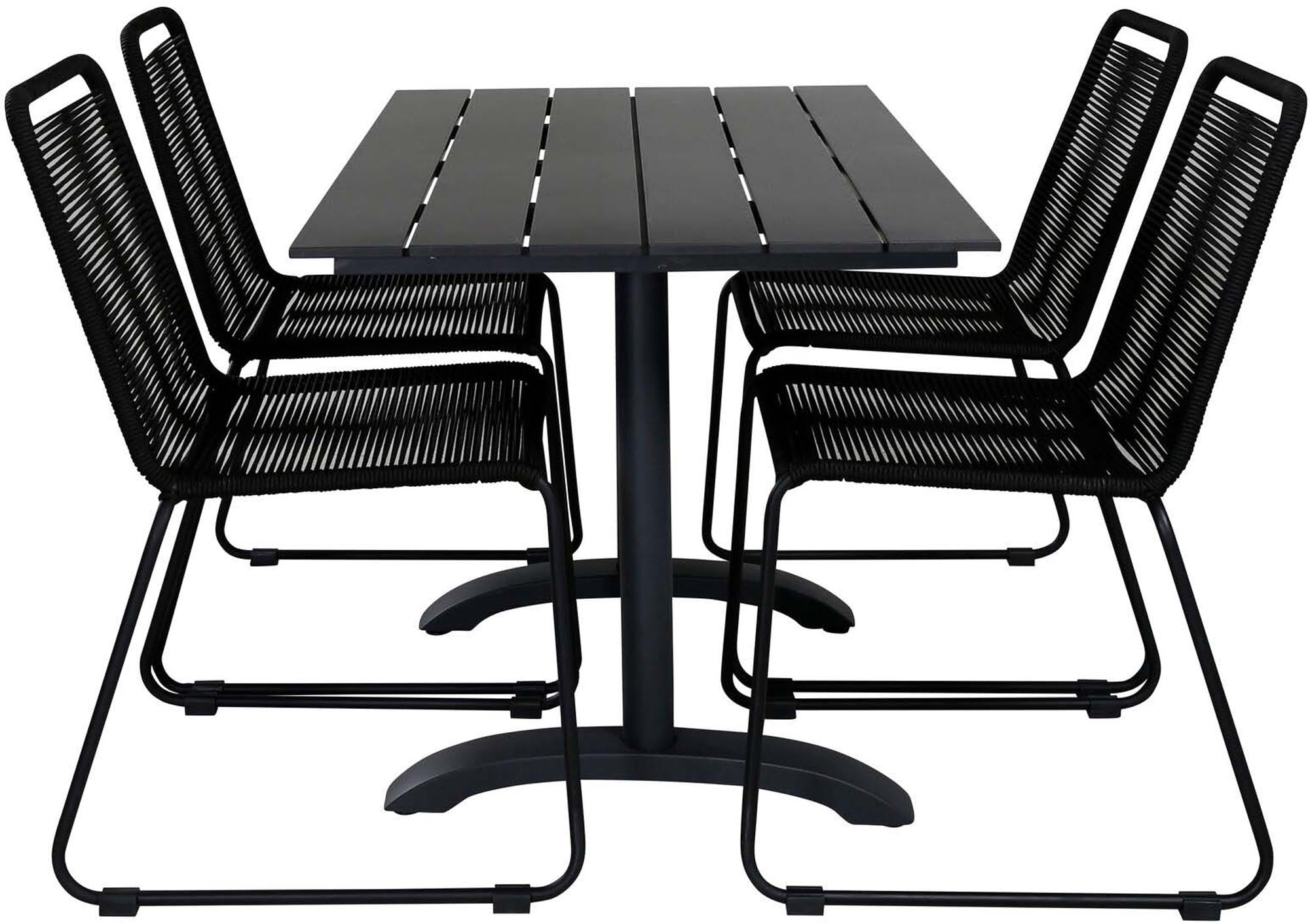 Denver Outdoor-Tischset + Lindos Stacking 120cm/4St. in Schwarz präsentiert im Onlineshop von KAQTU Design AG. Gartentischset ist von Venture Home